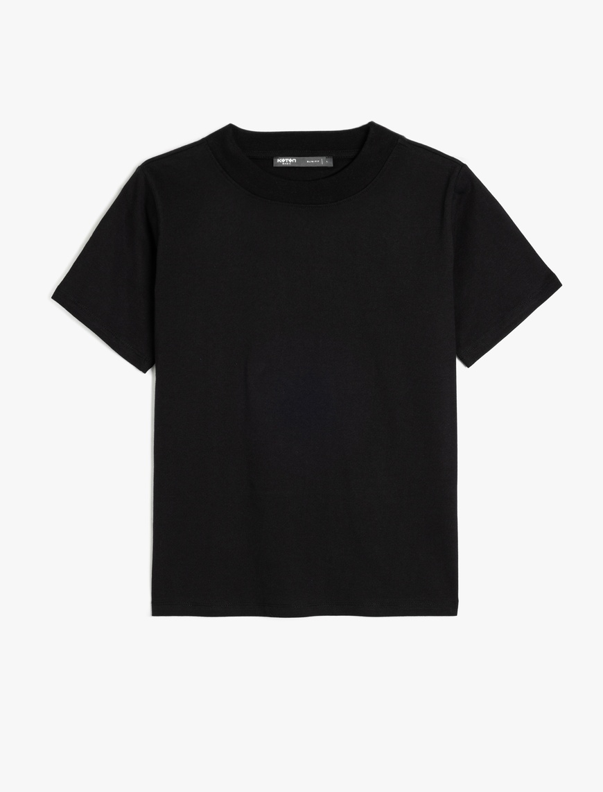   Bisiklet Yaka Pamuklu Kısa Kollu Basic Slim Fit Tişört