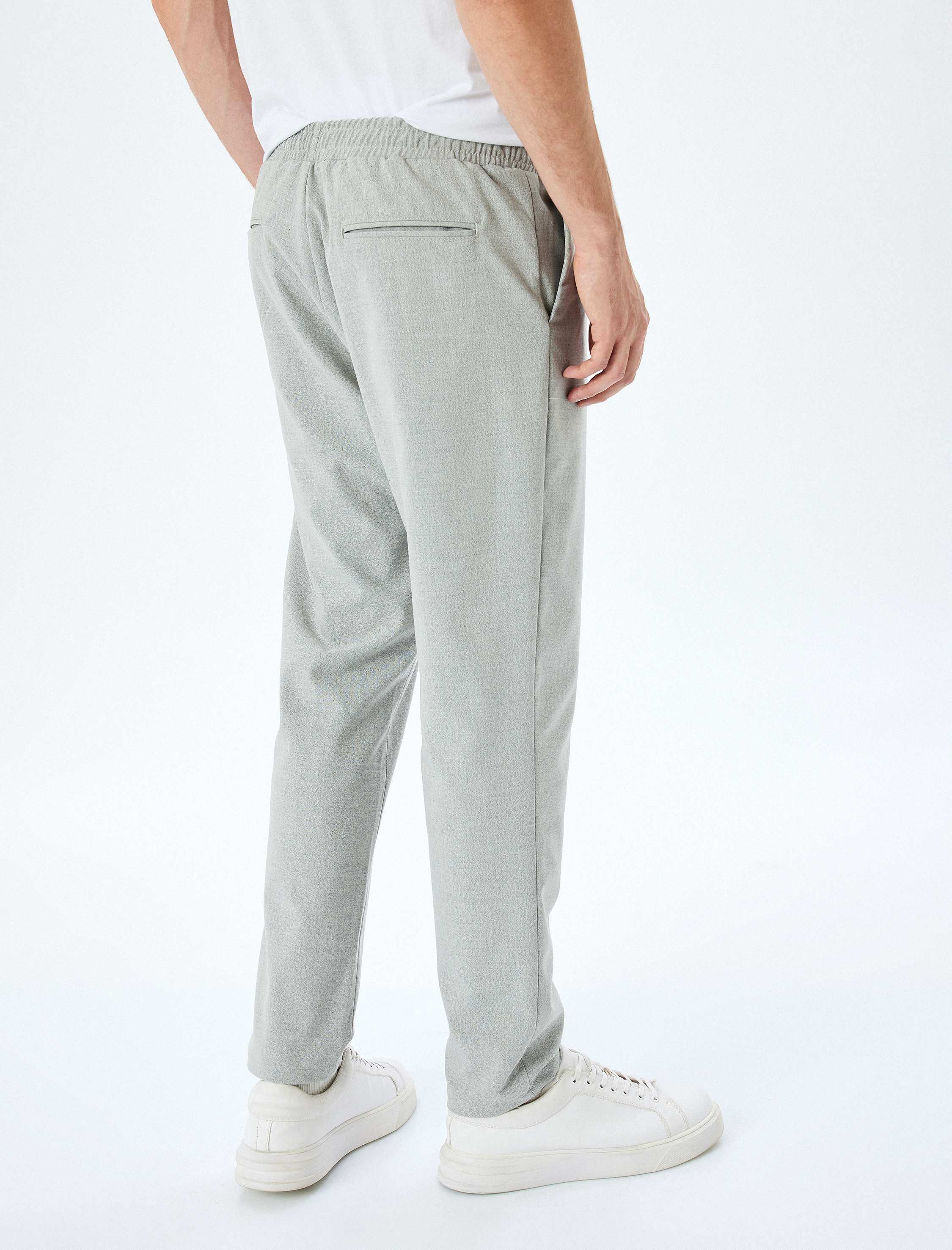 Slim Fit Cep Detaylı Viskon Karışımlı Beli Bağcıklı Pantolon