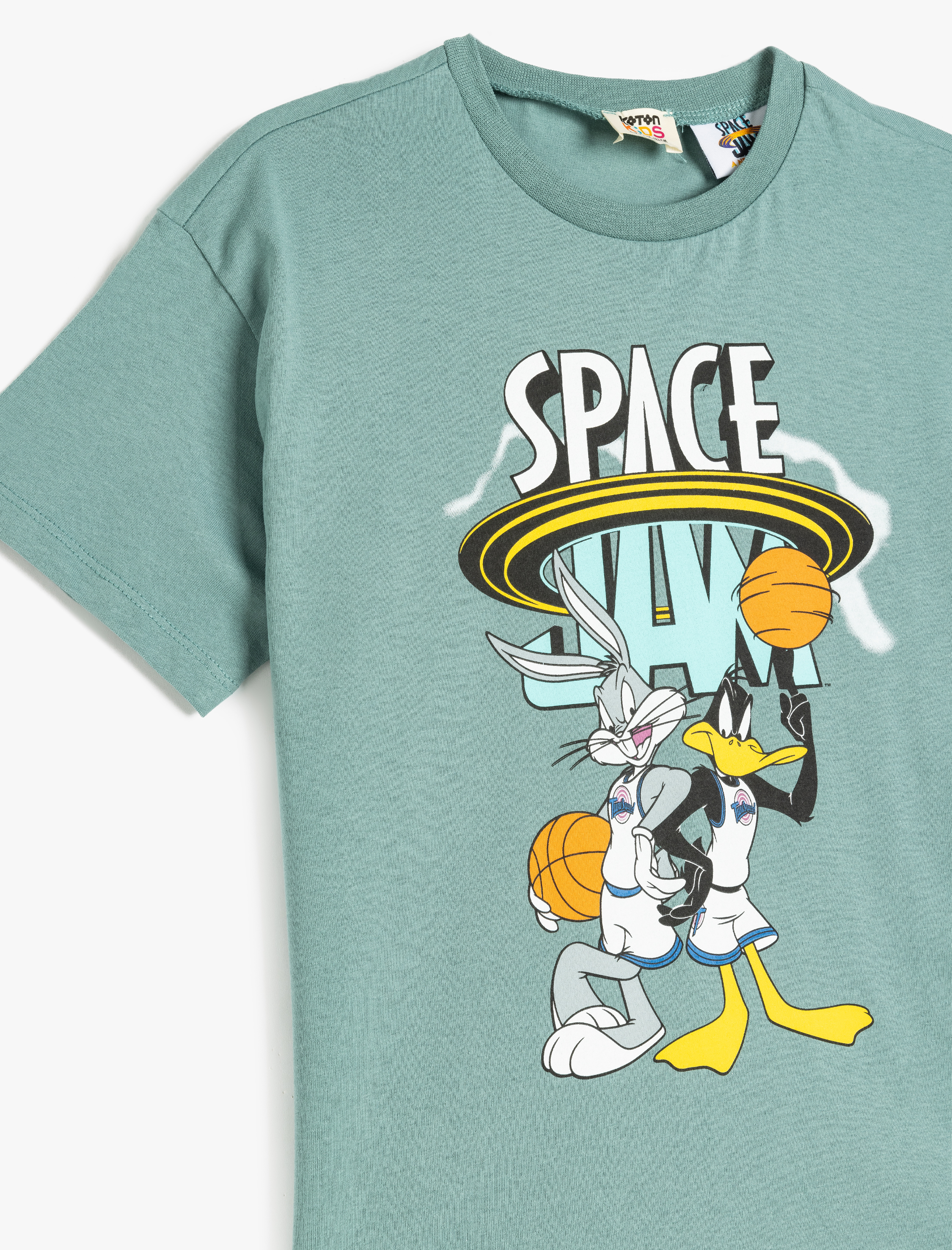  Erkek Çocuk Lisanslı Space Jam Baskılı Bisiklet Yaka Kısa Kollu Pamuklu Tişört