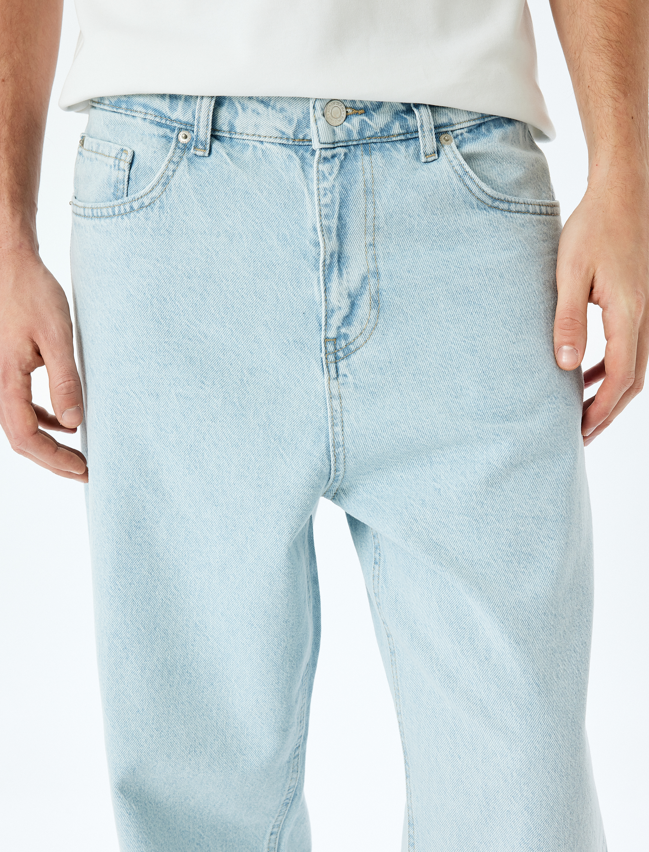   Normal Bel Pamuklu Bol Baggy Jean Pantolon