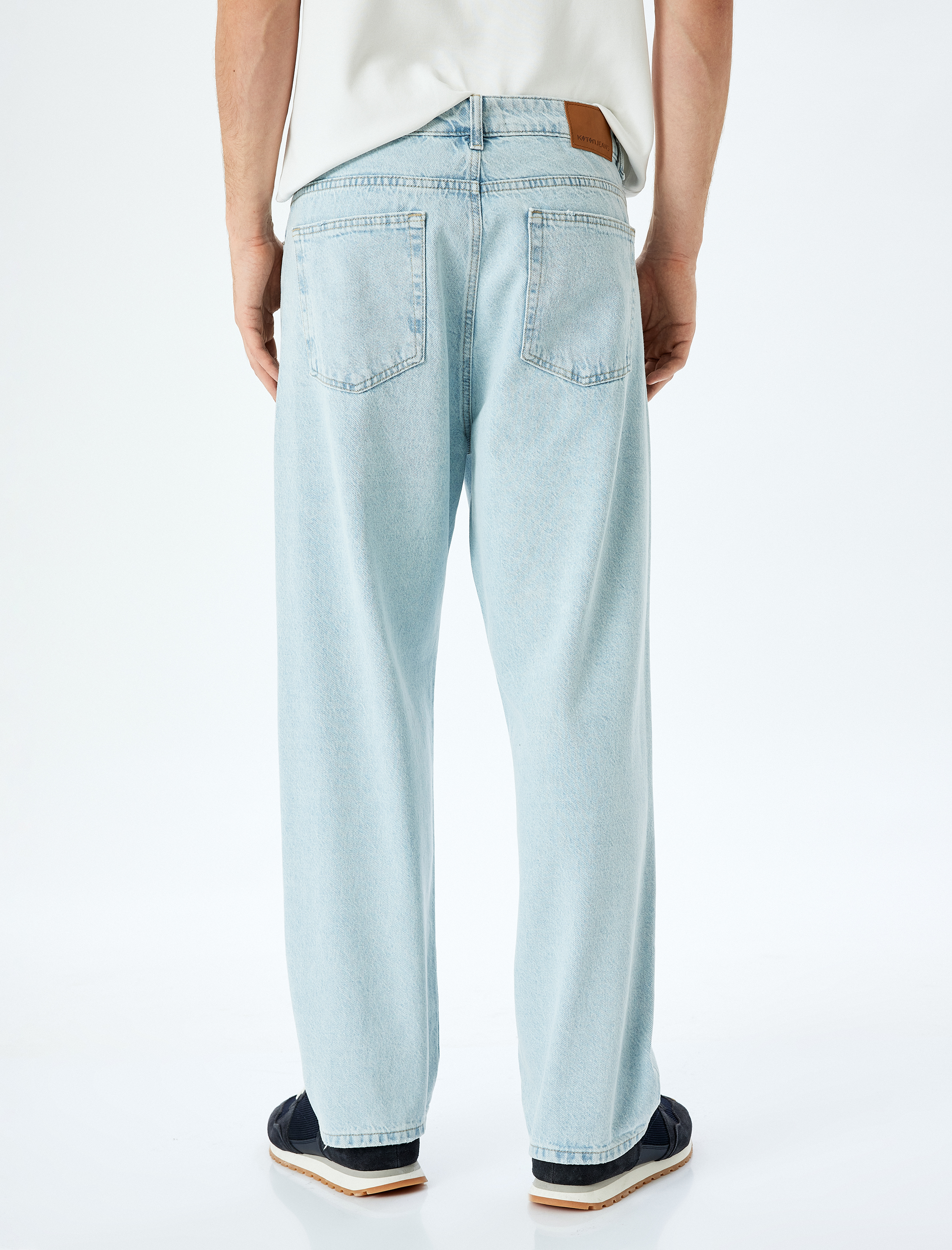   Normal Bel Pamuklu Bol Baggy Jean Pantolon