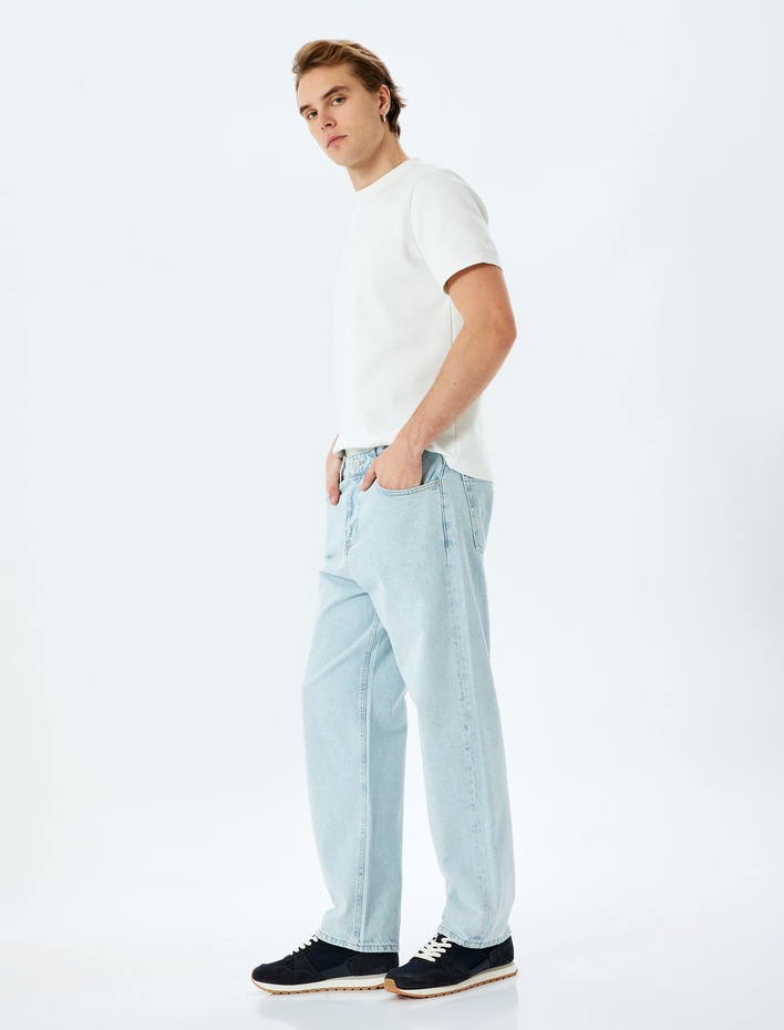  Normal Bel Pamuklu Bol Baggy Jean Pantolon