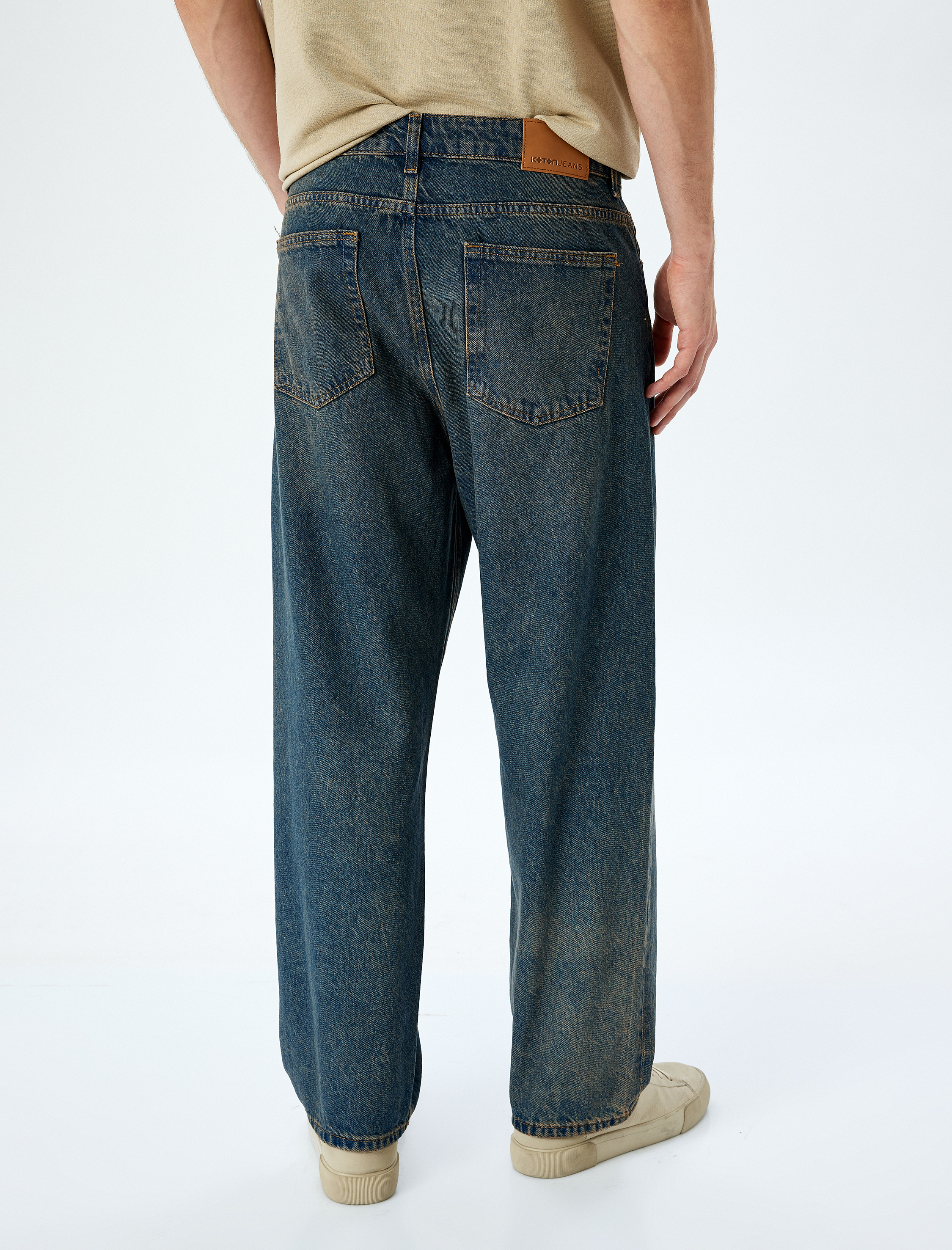   Normal Bel Pamuklu Bol Baggy Jean Pantolon