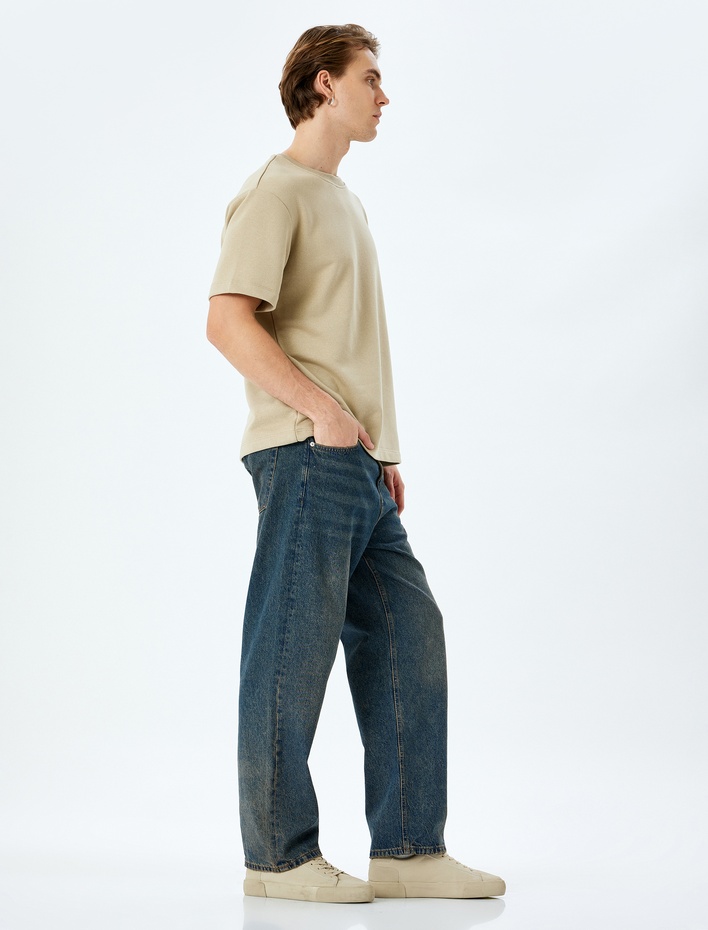  Normal Bel Pamuklu Bol Baggy Jean Pantolon