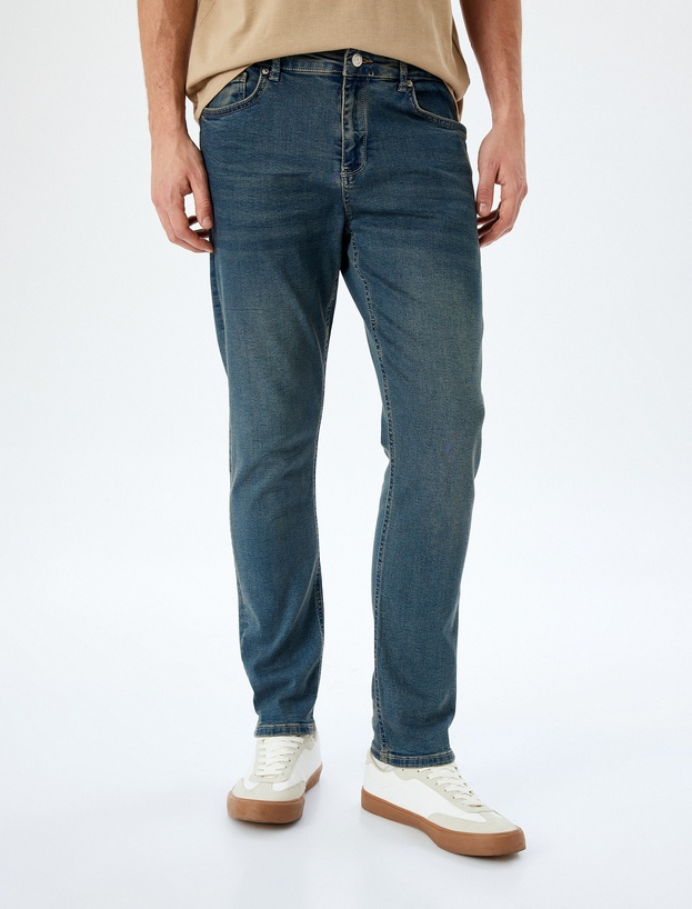 Normal Bel Pamuklu Cepli Slim Fit Jean Pantolon - Brad Jean_2