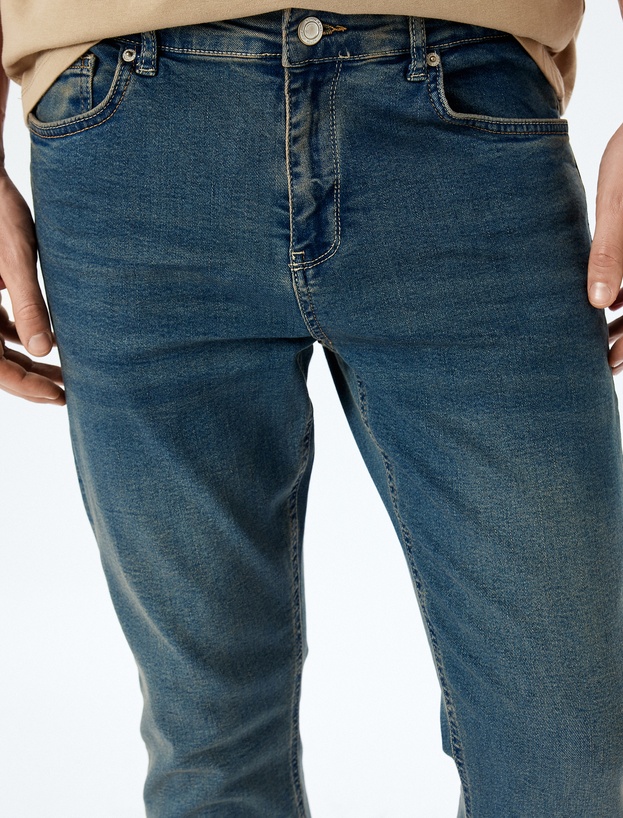 Normal Bel Pamuklu Cepli Slim Fit Jean Pantolon - Brad Jean_4