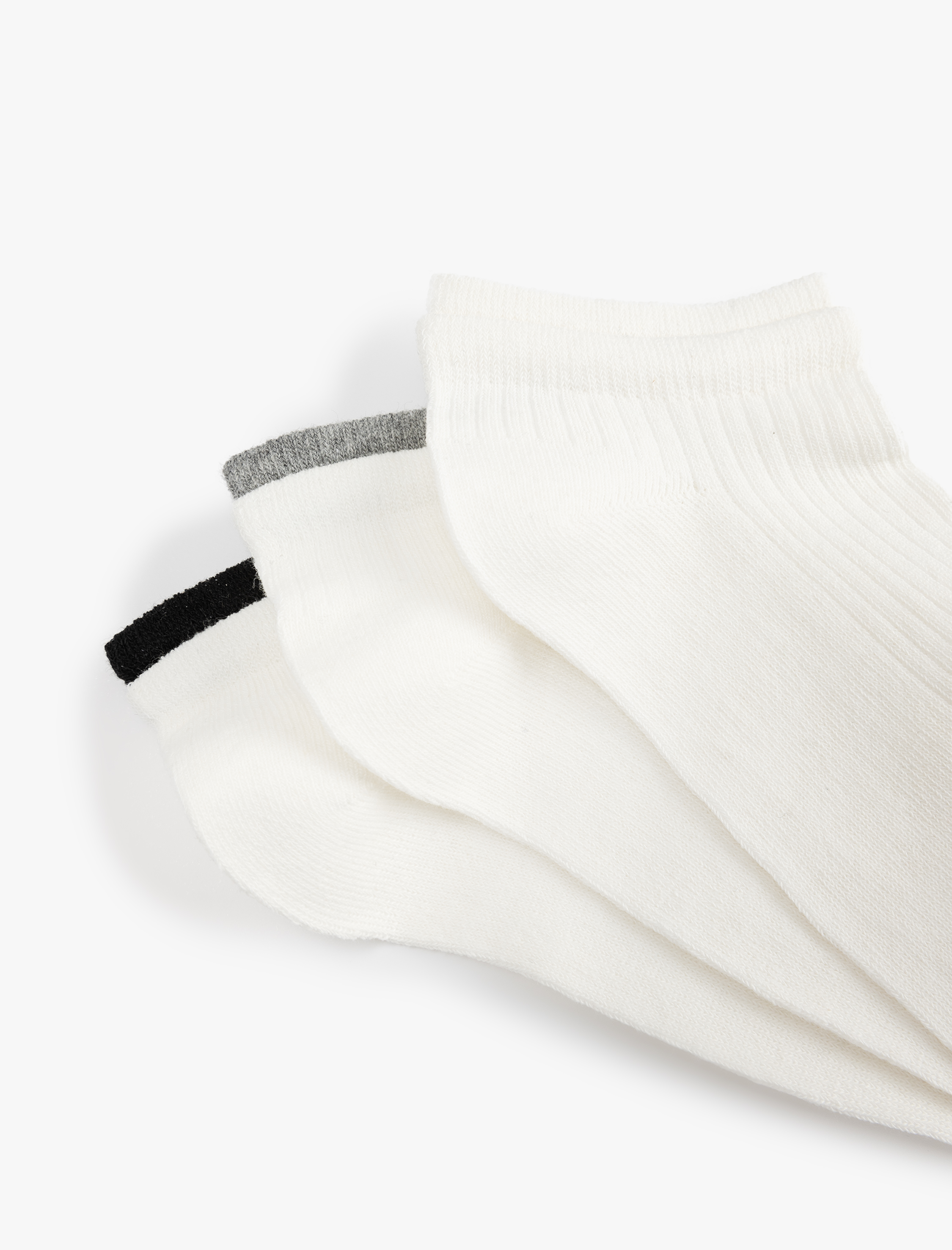  Kadın 3'lü Şerit Detaylı Çok Renkli Patik Çorap Seti