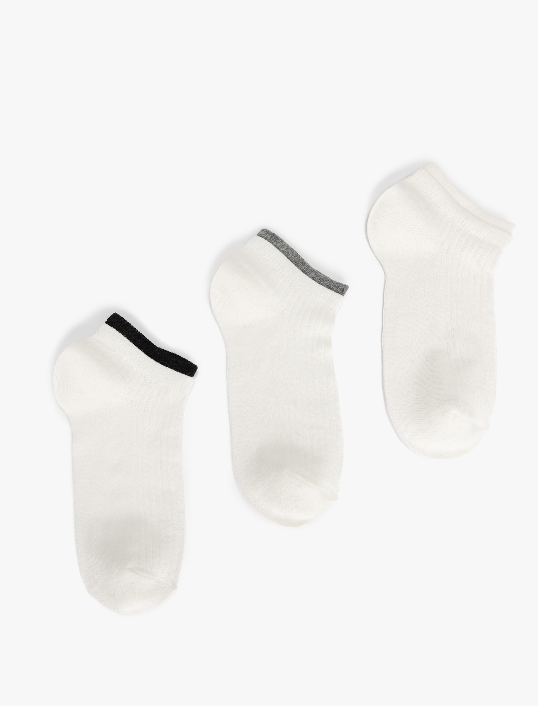  Kadın 3'lü Şerit Detaylı Çok Renkli Patik Çorap Seti