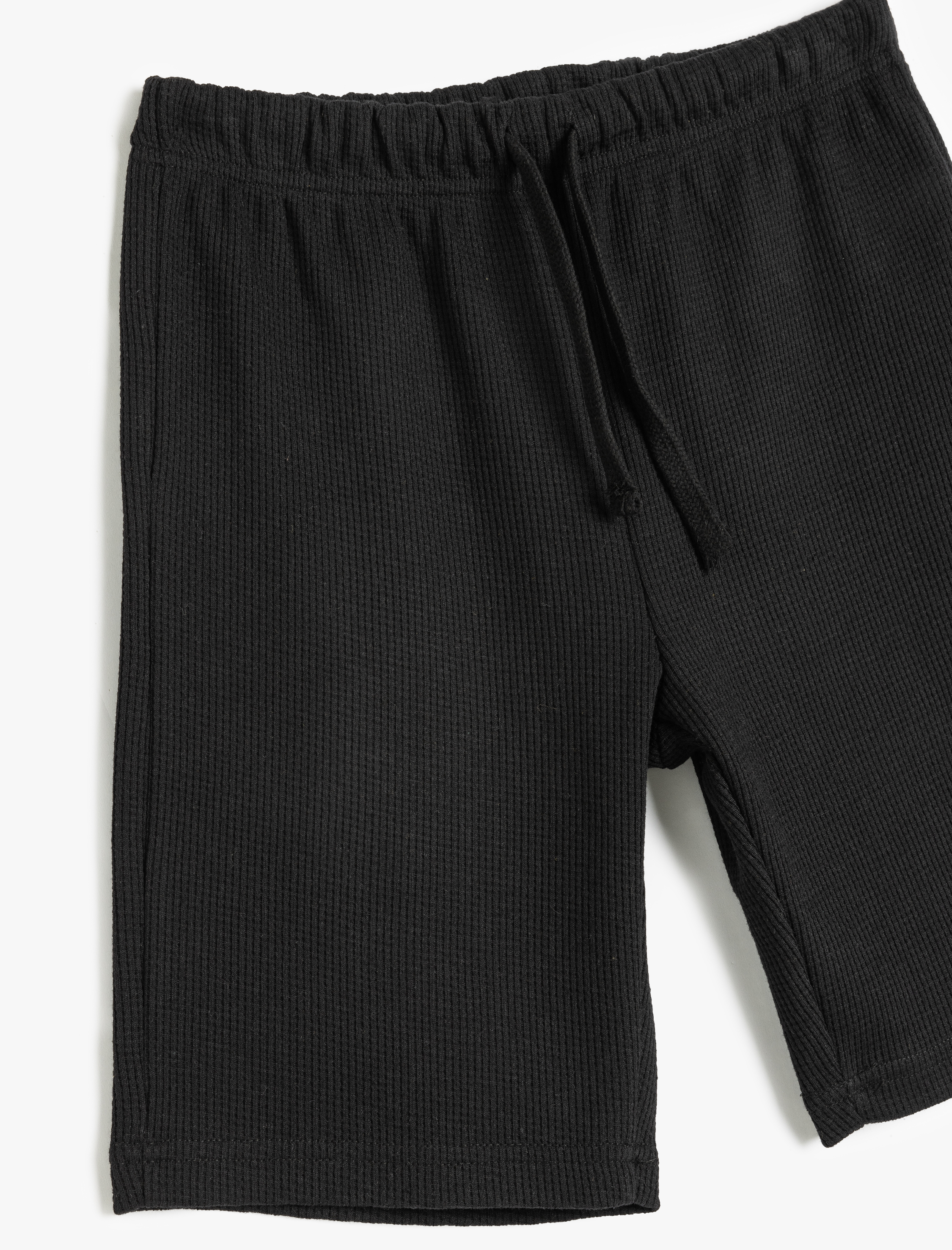  Erkek Çocuk Dokulu Beli Bağlamalı Cep Detaylı Basic Şort