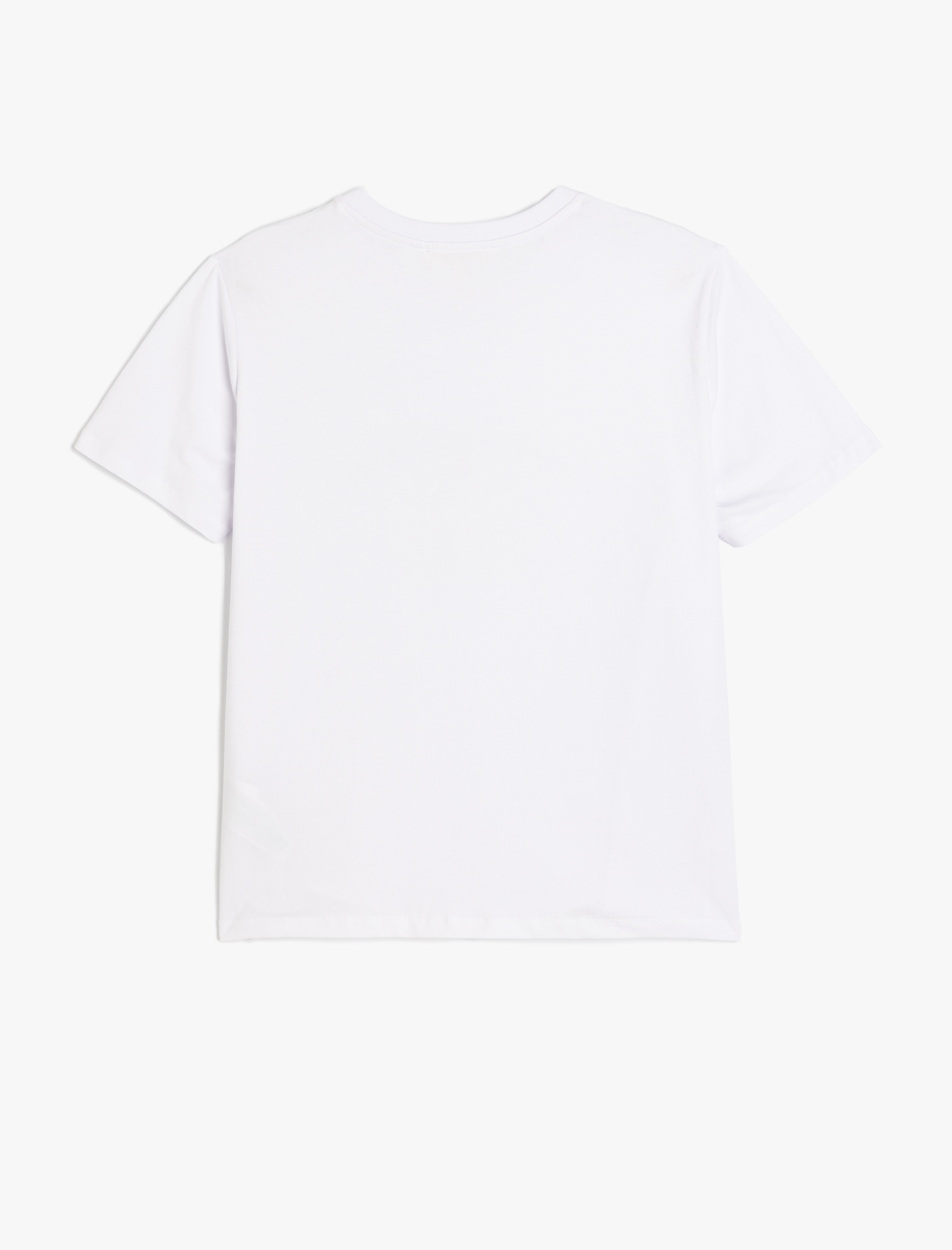   Pamuklu Kısa Kollu Bisiklet Yaka Baskılı Tişört