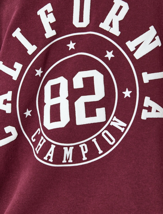 Kolej Baskılı Omzu Açık Kayık Yaka Oversize Sweatshirt_5