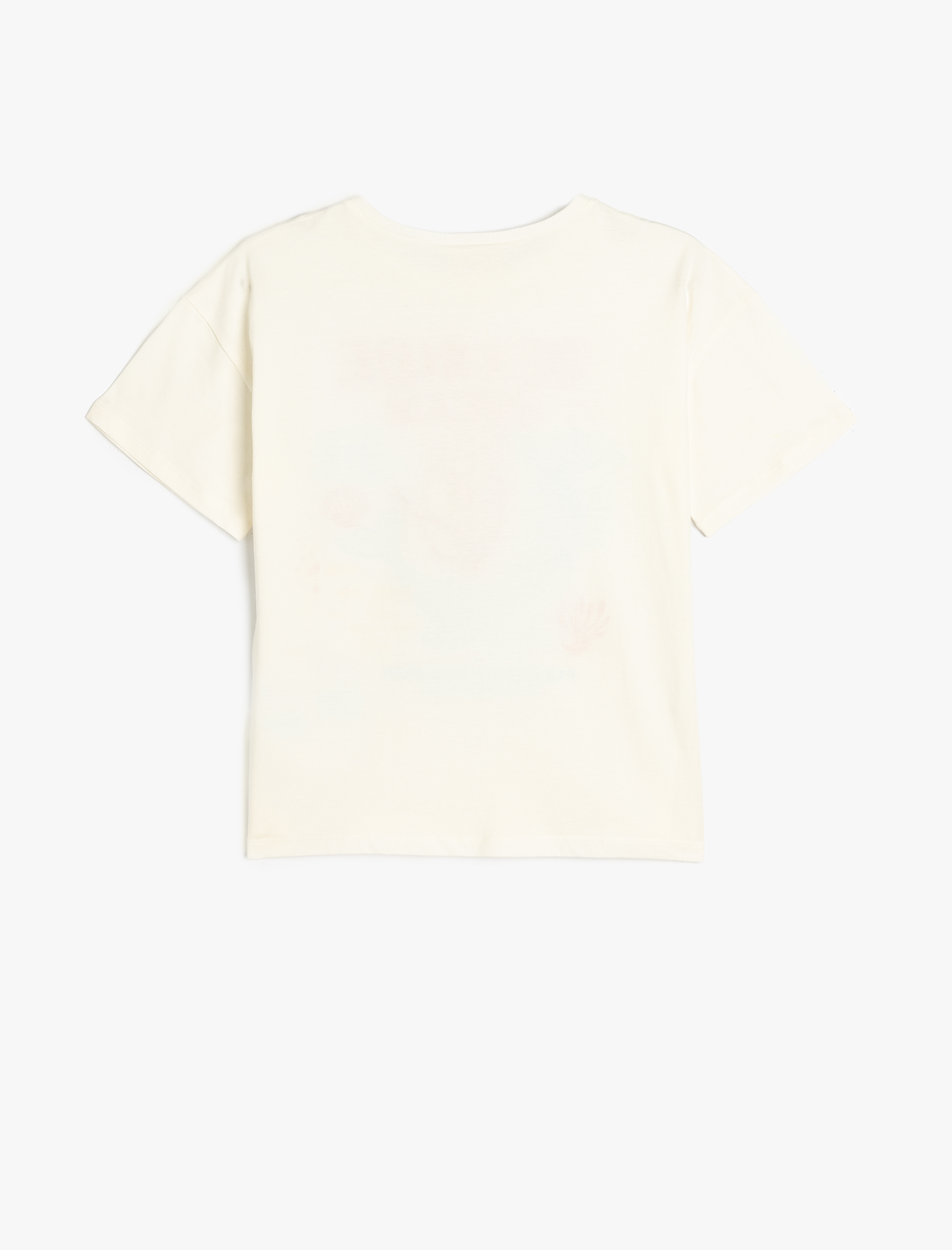  Kız Çocuk Pullu Payetli Baskı Detaylı Bisiklet Yaka Kısa Kollu Pamuklu Tişört