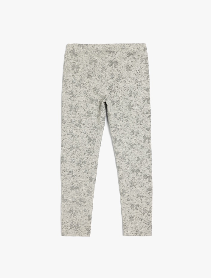 Kız Çocuk Sim Detaylı Fiyonk Baskılı Beli Lastikli Tayt