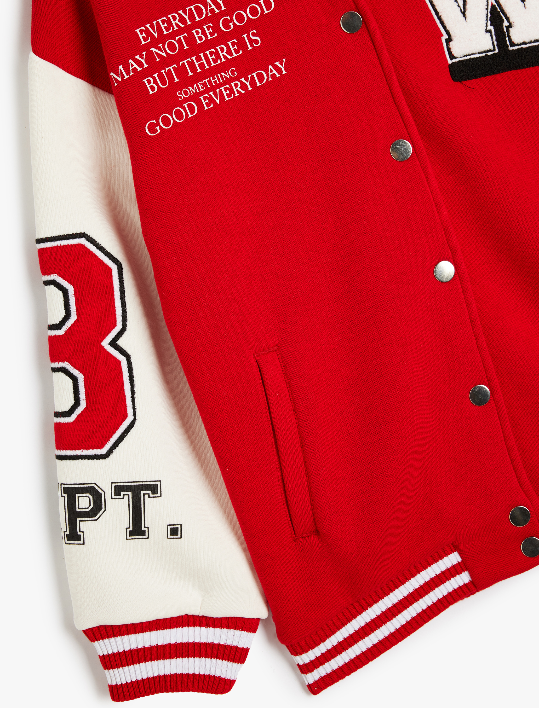  Kız Çocuk Nakış Detaylı Yuvarlak Yaka Uzun Kollu Çıtçıt Kapamalı Şardonlu Bomber Kolej Ceket