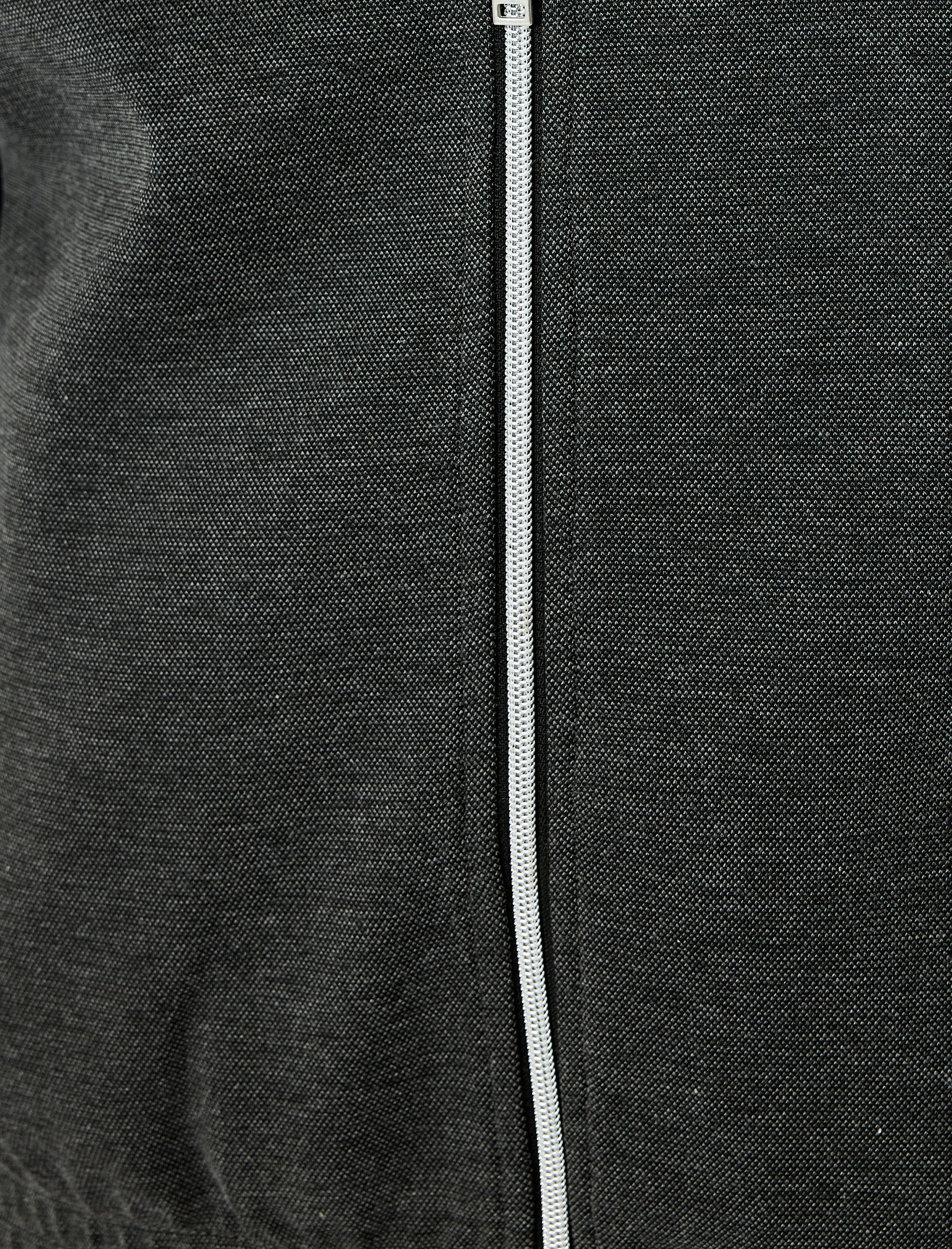   Fermuarlı Viskon Karışımlı Cep Detaylı Pike Kumaş Dik Yaka Ceket