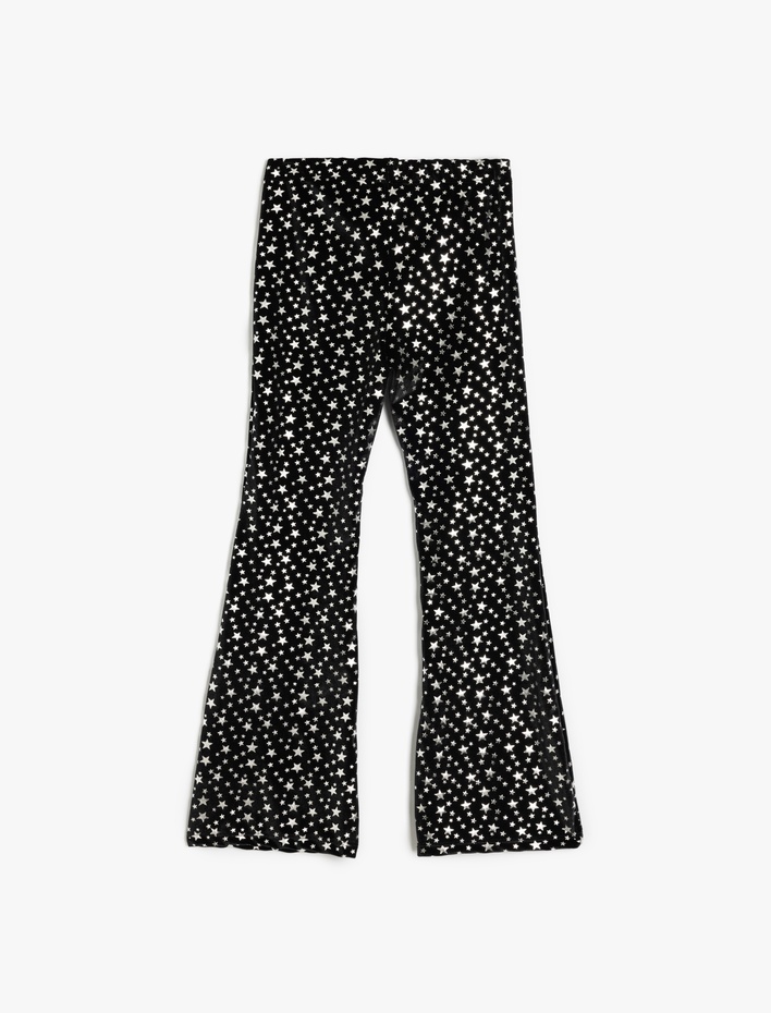 Kız Çocuk Yıldız Desenli İspanyol Paça Pantolon