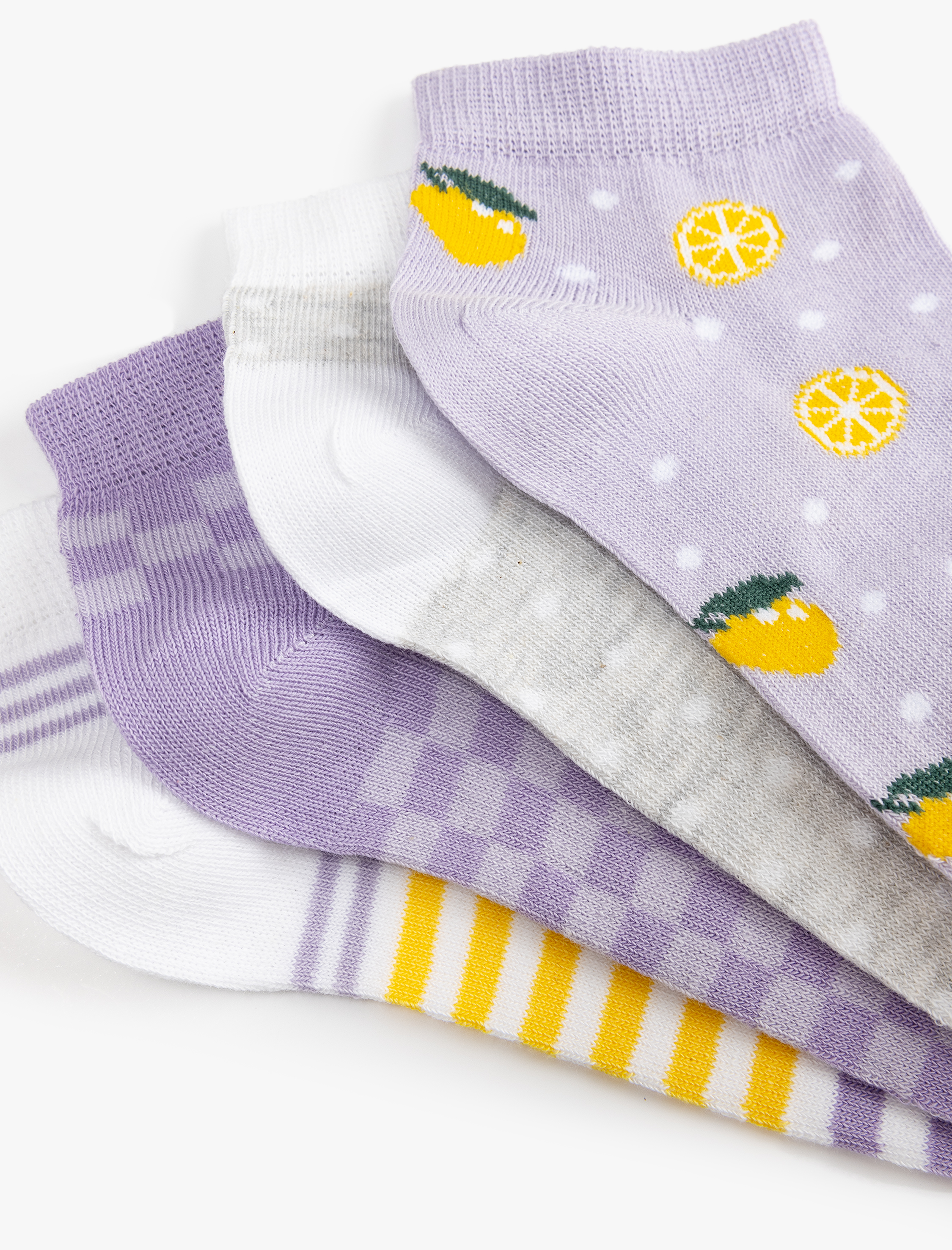  Kadın 4'lü Çok Renkli Puantiyeli Patik Çorap Seti