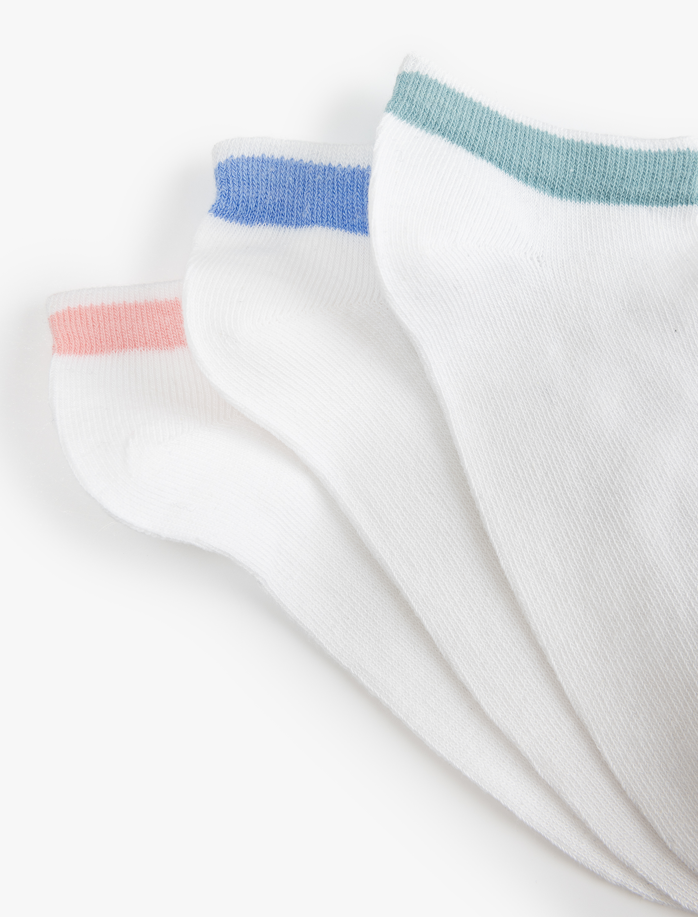  Kadın 3'lü Çok Renkli Şerit Detaylı Patik Çorap Seti