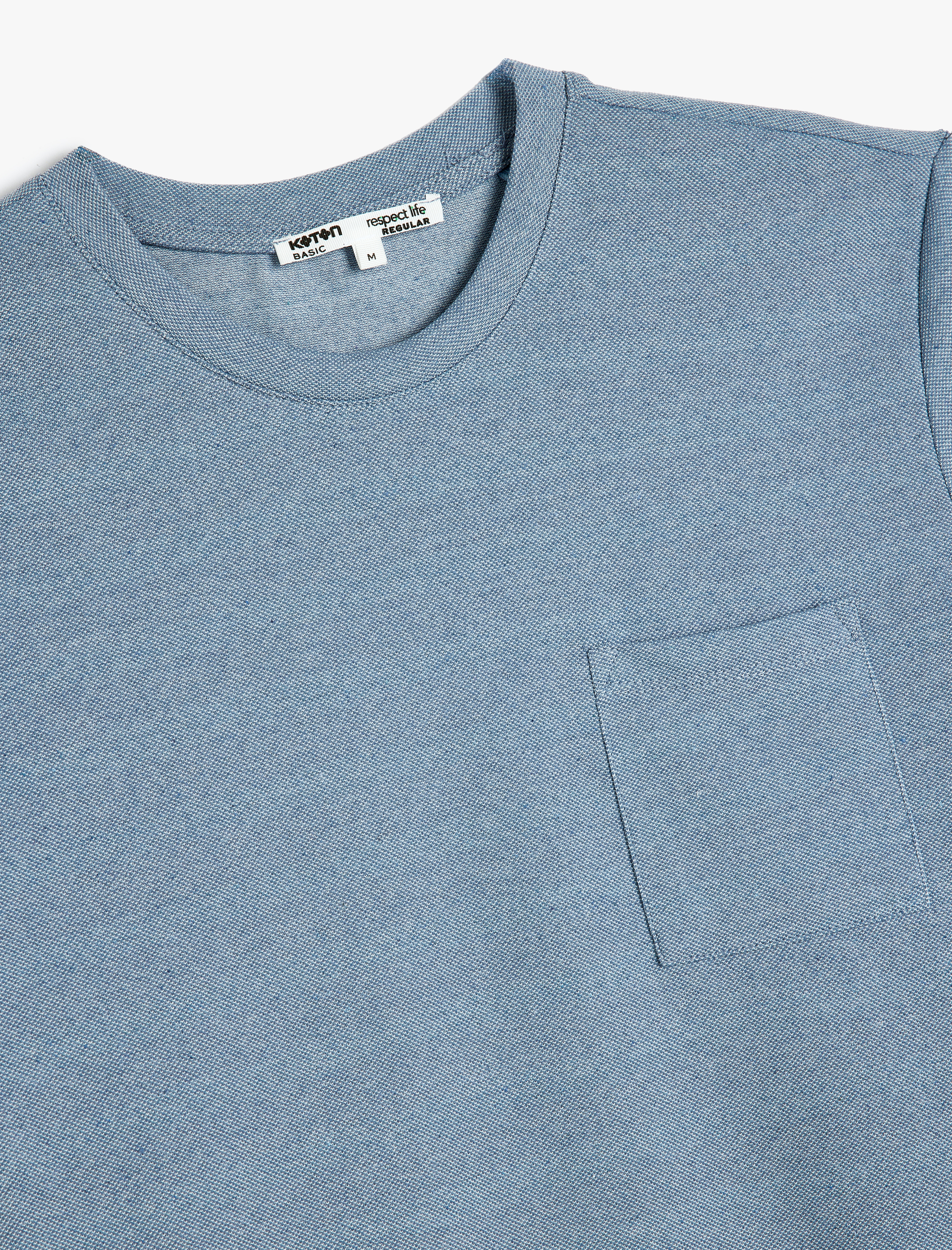   Cep Detaylı Bisiklet Yaka Regular Fit Pike Kumaş Kısa Kollu Basic Tişört