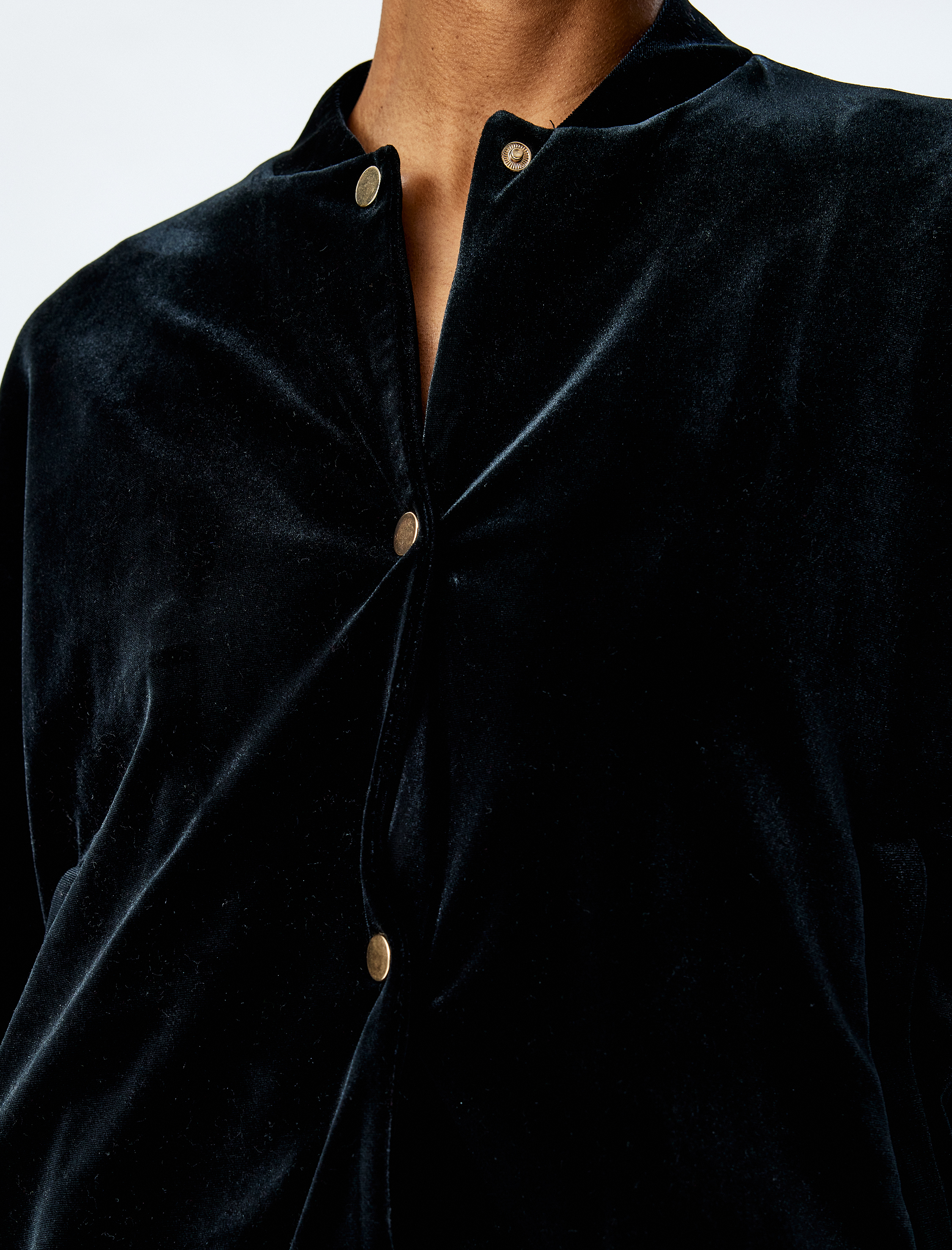   Uzun Kollu Kolej Yaka Kadife Bomber Ceket