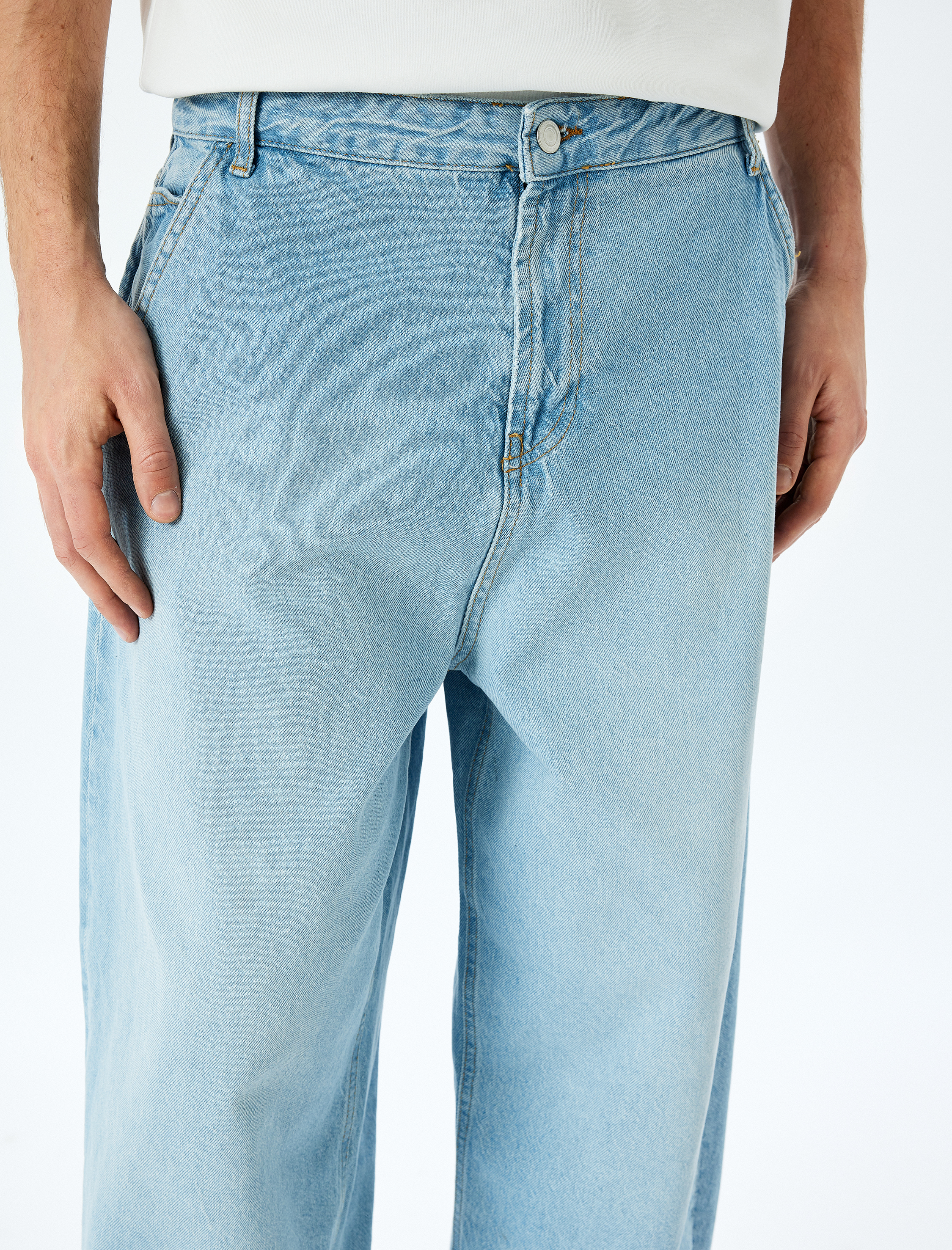   Normal Bel Pamuklu Cep Detaylı Bol Skater Jean Pantolon