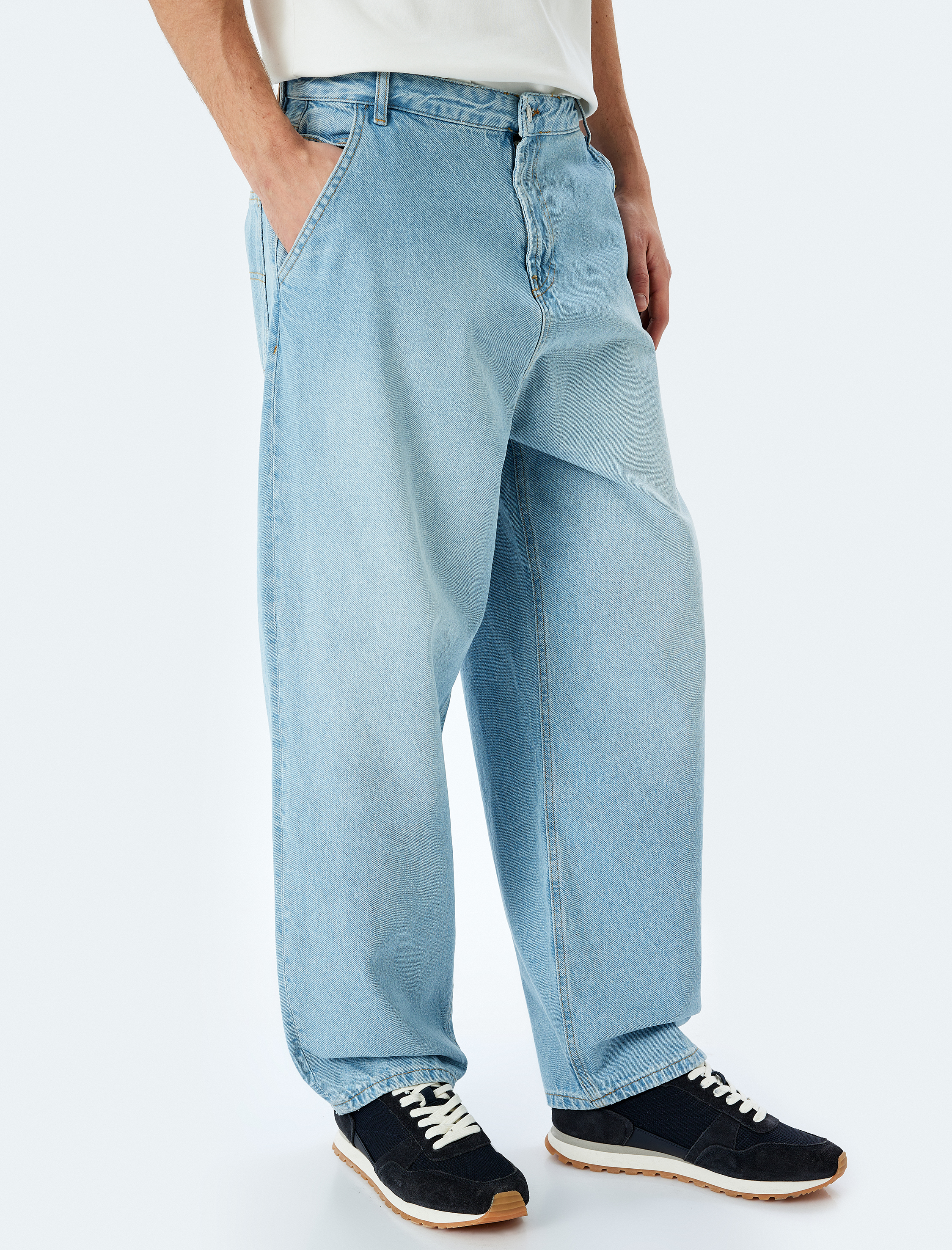   Normal Bel Pamuklu Cep Detaylı Bol Skater Jean Pantolon