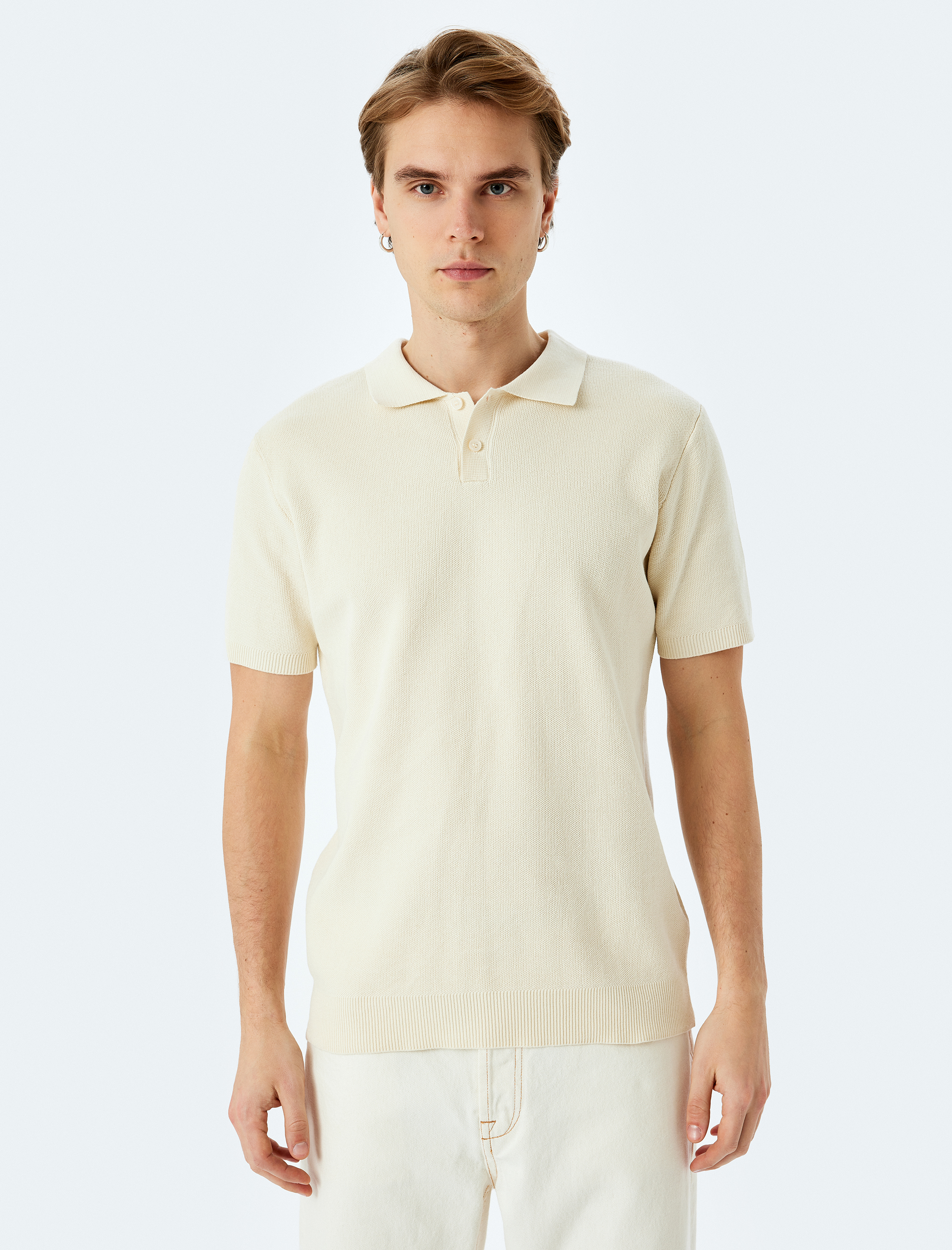   Pamuklu Basic Polo V Yaka Kısa Kollu Triko Tişört