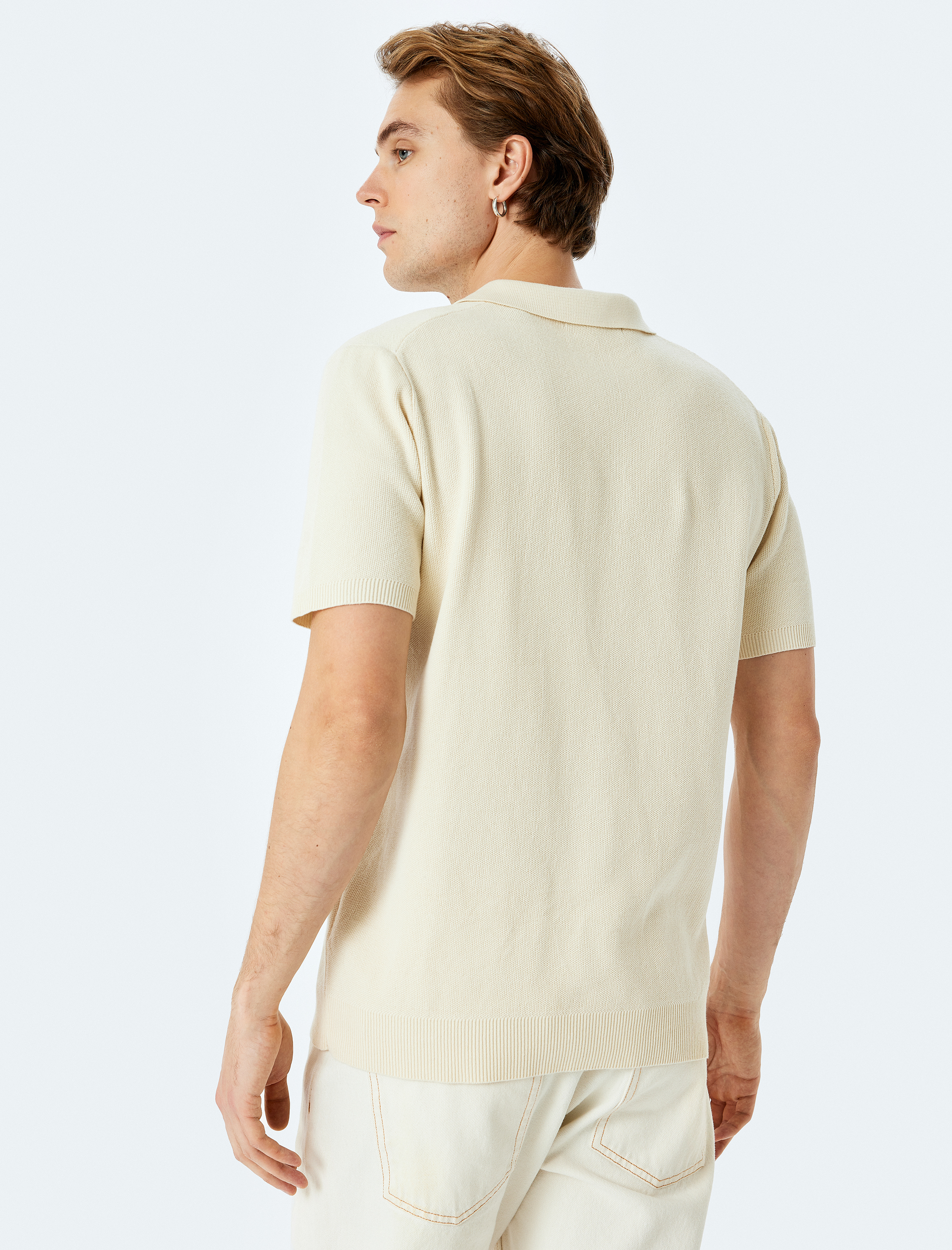   Pamuklu Basic Polo V Yaka Kısa Kollu Triko Tişört