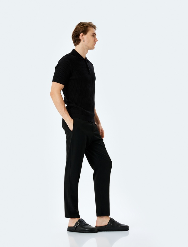 Viskon Karışımlı Cep Detaylı Beli Bağcıklı Eşofman Pantolon_0