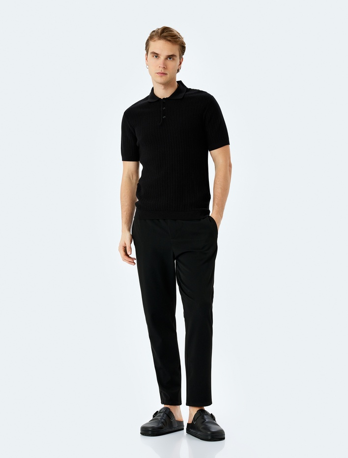  Viskon Karışımlı Cep Detaylı Beli Bağcıklı Pantolon