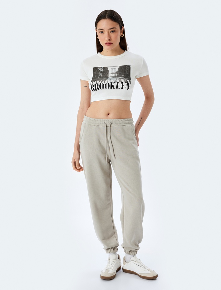 Beli Bağcıklı Pamuk Karışımlı Oversize Jogger Eşofman Altı