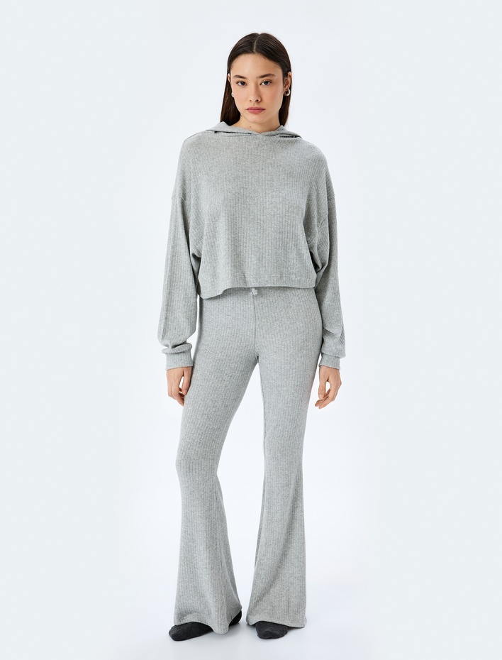  Viskon Karışımlı Beli Bağlamalı İspanyol Paça Pijama Altı