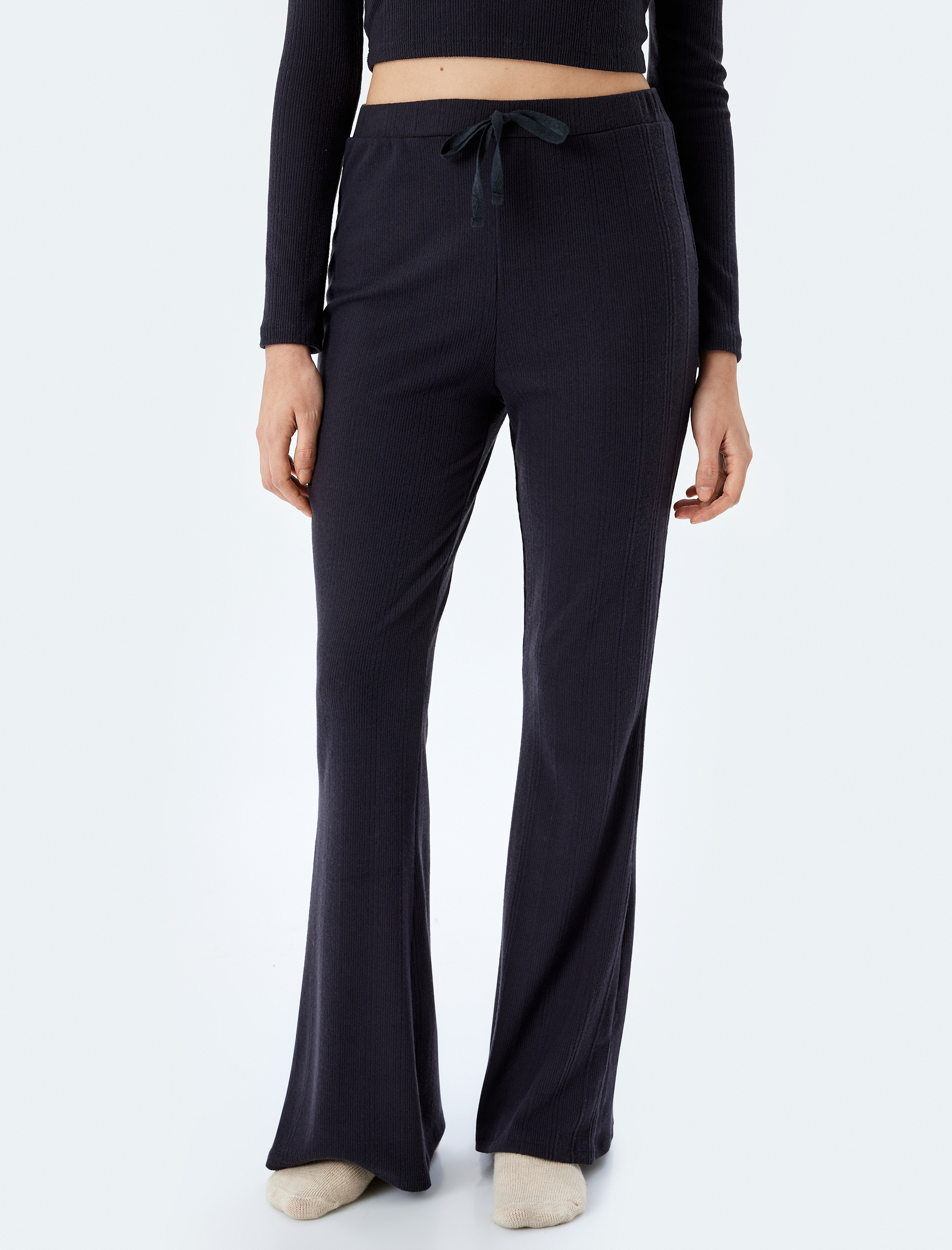 Beli Bağlama Detaylı İspanyol Paça Pijama Altı