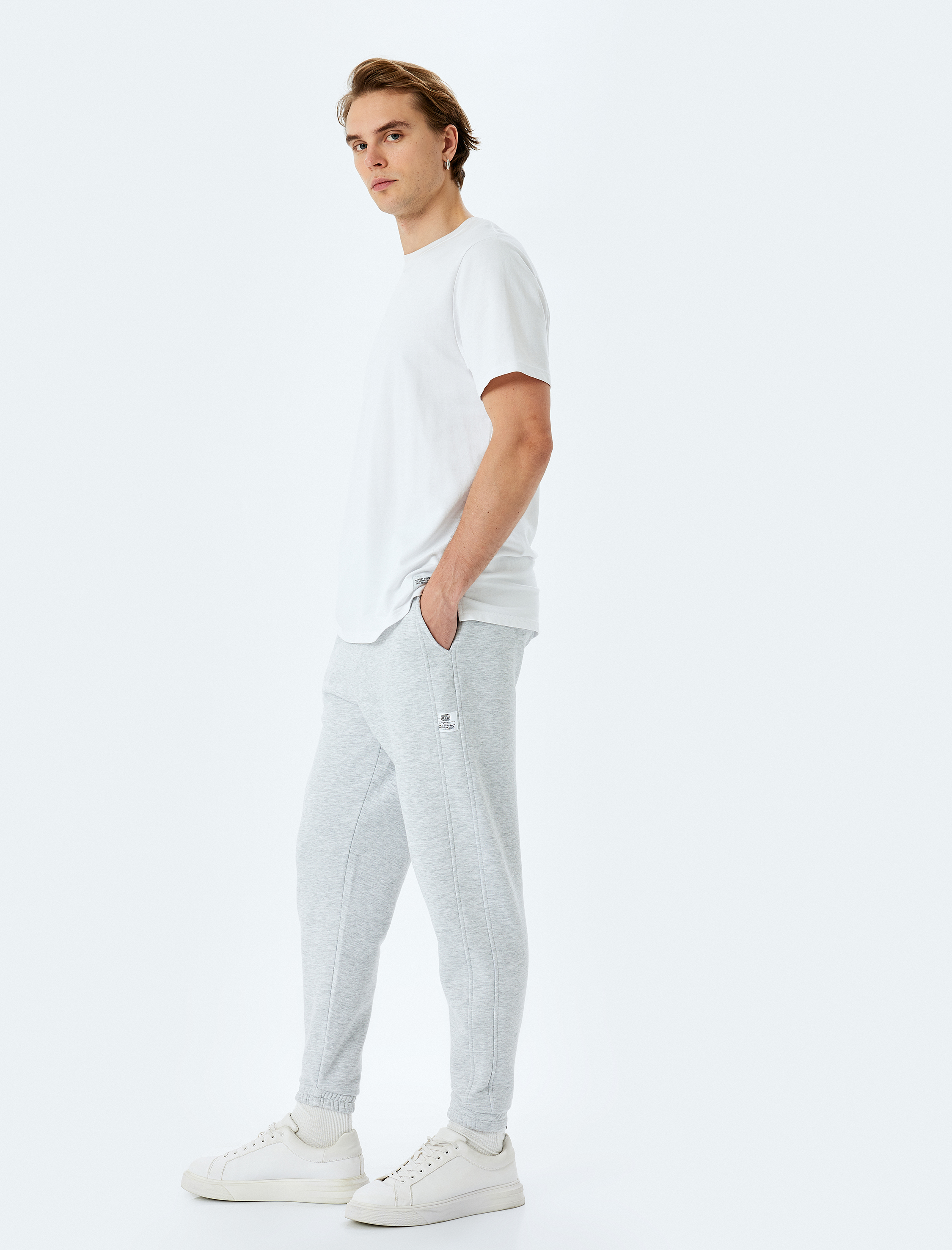   Pamuk Karışımlı Cepli Dikiş Detaylı Şardonlu Lastikli Paça Beli Bağcıklı Jogger Kışlık Eşofman Altı