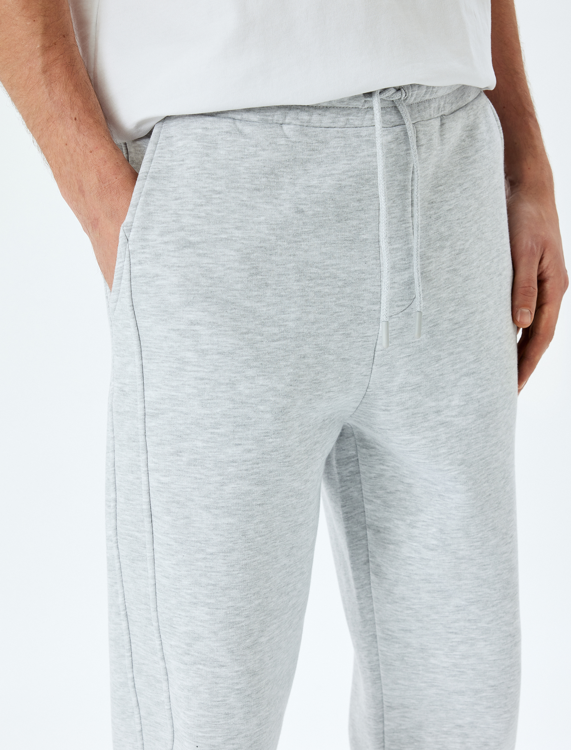   Pamuk Karışımlı Cepli Dikiş Detaylı Şardonlu Lastikli Paça Beli Bağcıklı Jogger Kışlık Eşofman Altı