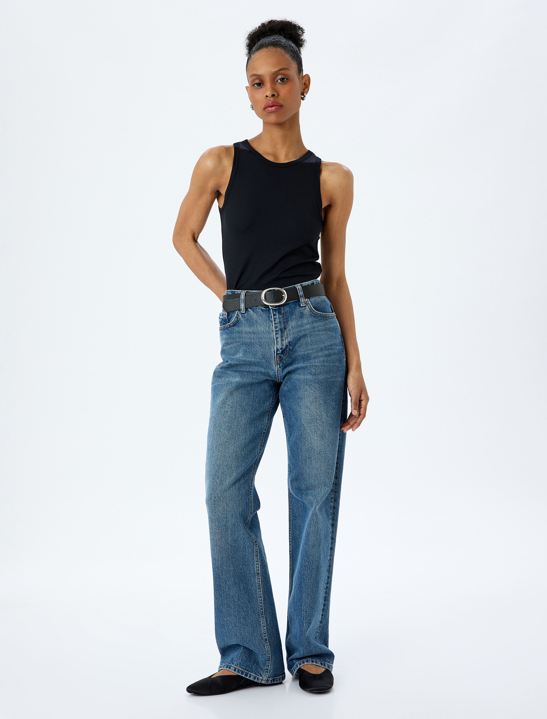   Fitilli Halter Yaka Kolsuz Tişört