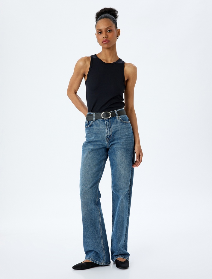  Fitilli Halter Yaka Kolsuz Tişört