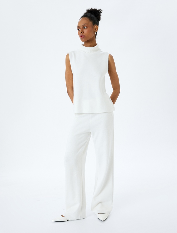  Pamuklu Yumuşak Dokulu Balıkçı Yaka Kolsuz Üst