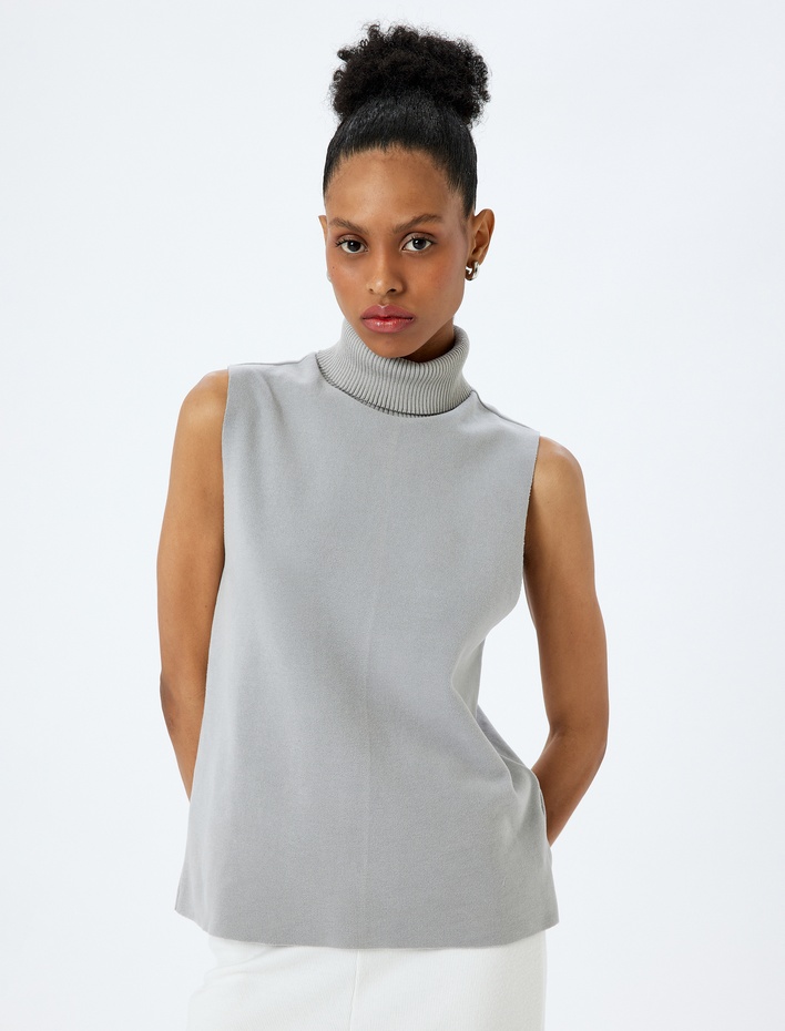  Pamuklu Yumuşak Dokulu Balıkçı Yaka Kolsuz Üst