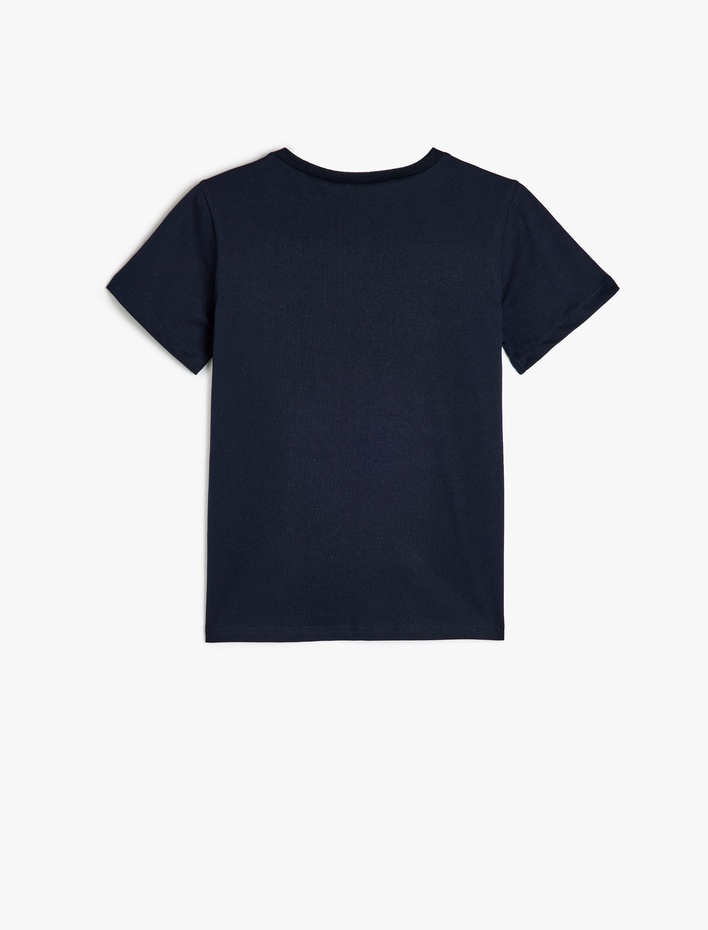 Erkek Çocuk Bisiklet Yaka Kısa Kollu Baskı Detaylı Pamuklu Tişört