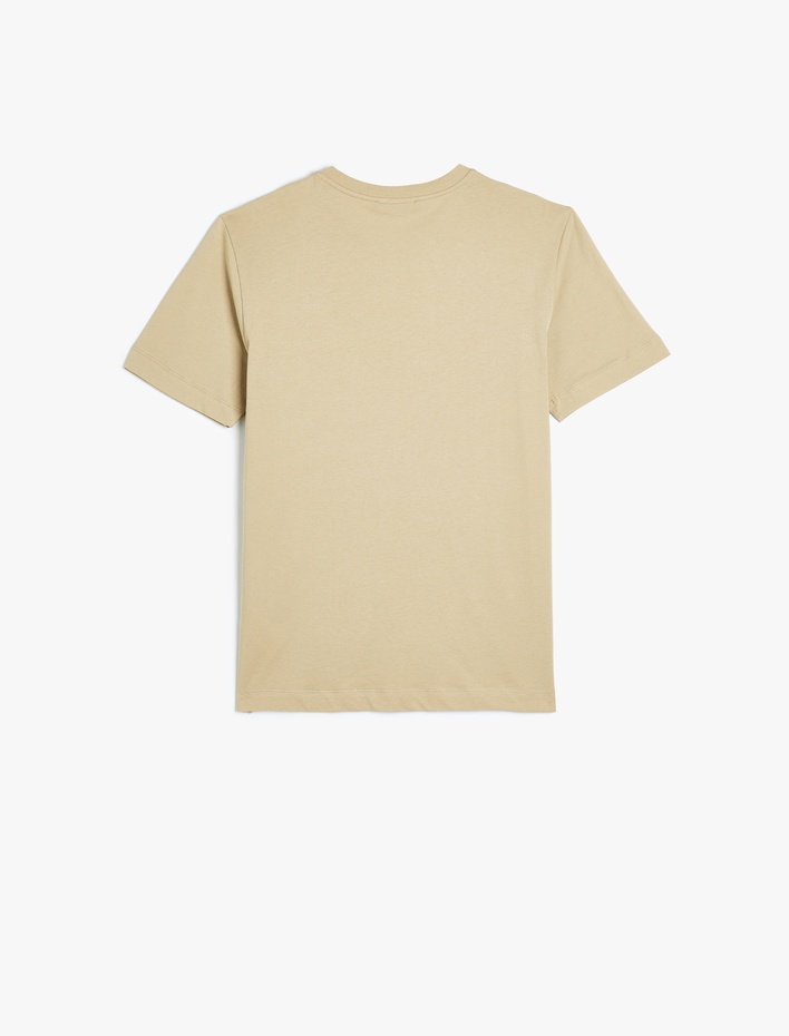  Cep Detaylı Kısa Kollu Bisiklet Yaka Pamuklu Slim Fit Basic Tişört