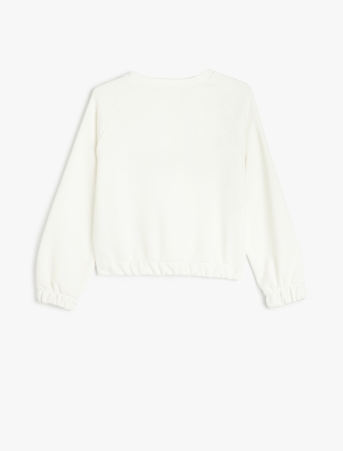 Kız Çocuk Bisiklet Yaka Uzun Kollu Slogan Baskılı Pamuklu Sweatshirt