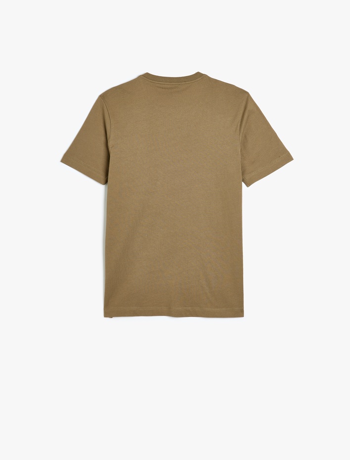  Pamuklu Kısa Kollu Bisiklet Yaka Basic Slim Fit Tişört