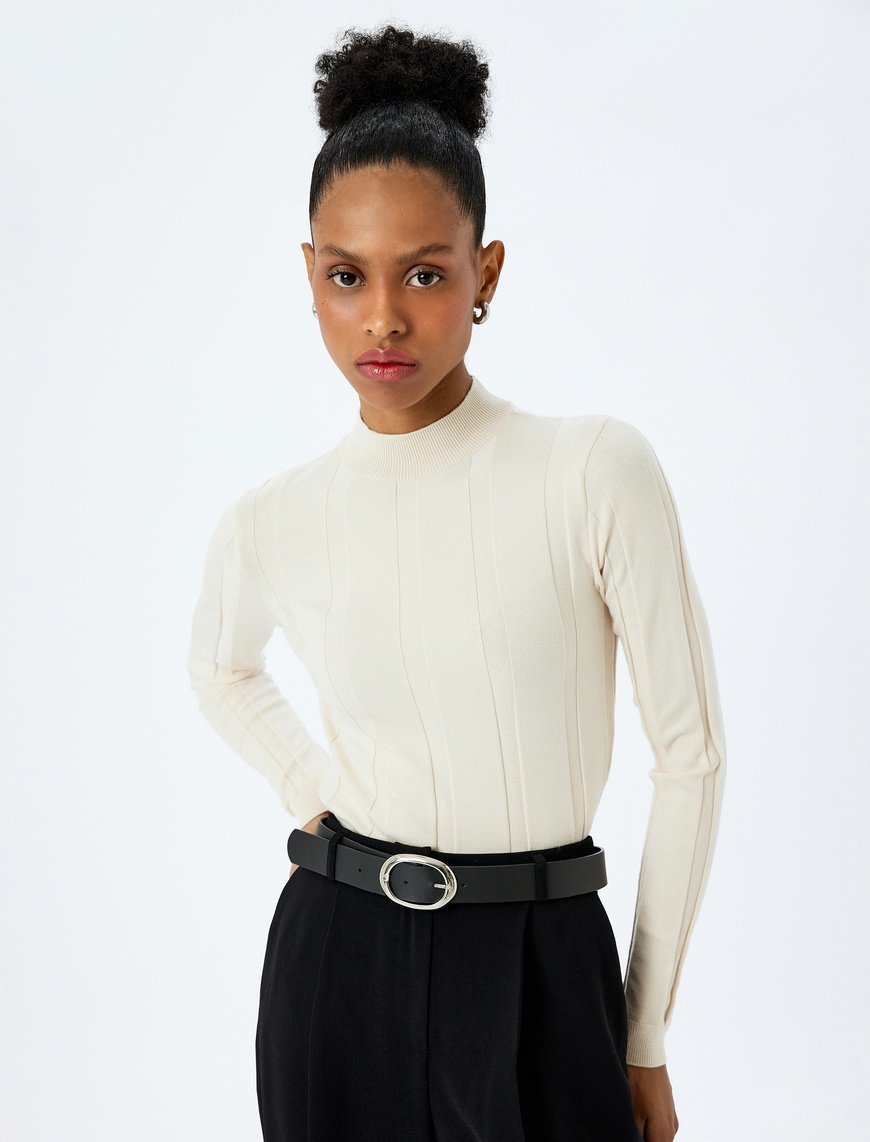   Slim Fit Uzun Kollu Balıkçı Yaka Basic Triko Kazak