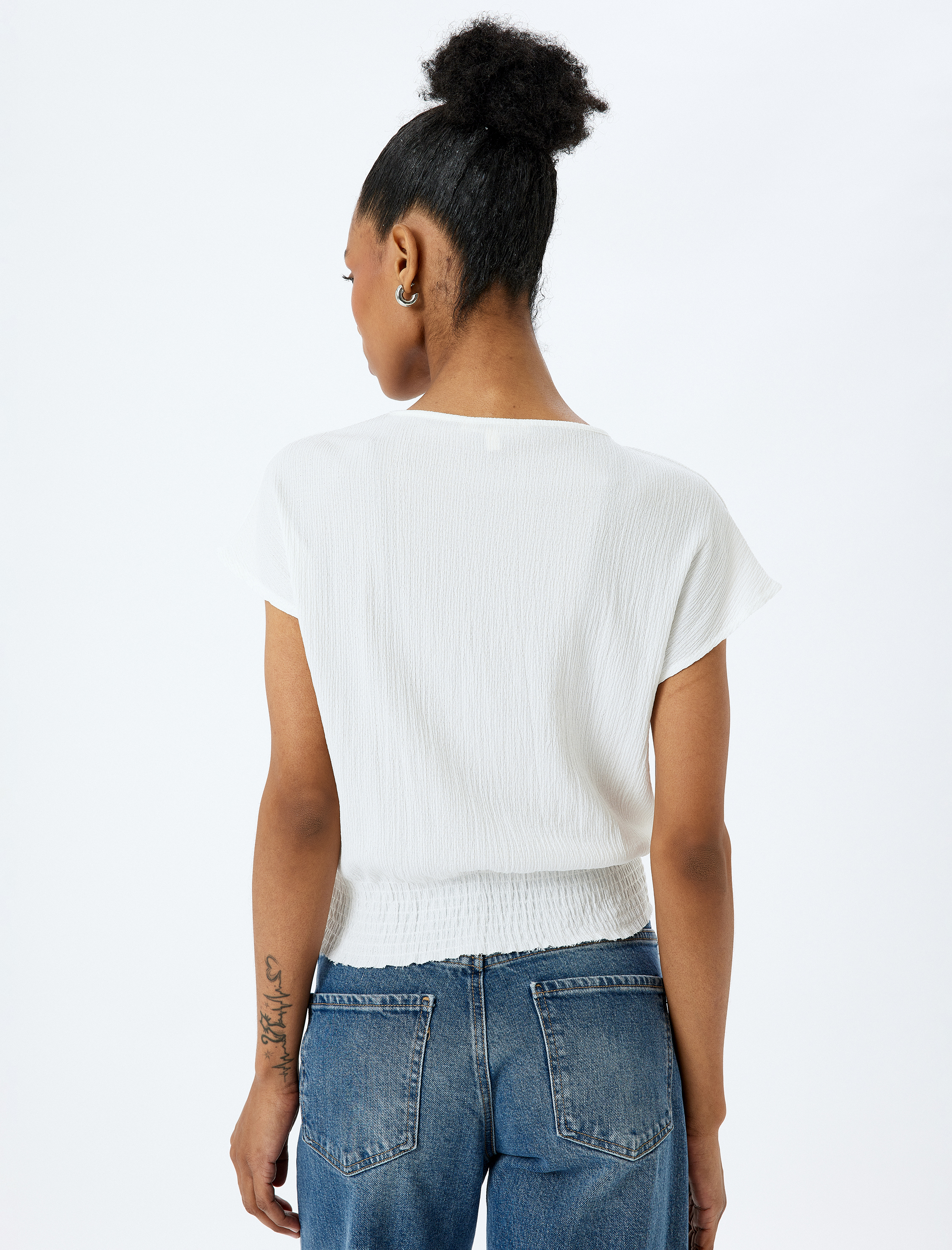   Gipeli Kısa Kollu Bisiklet Yaka Bluz