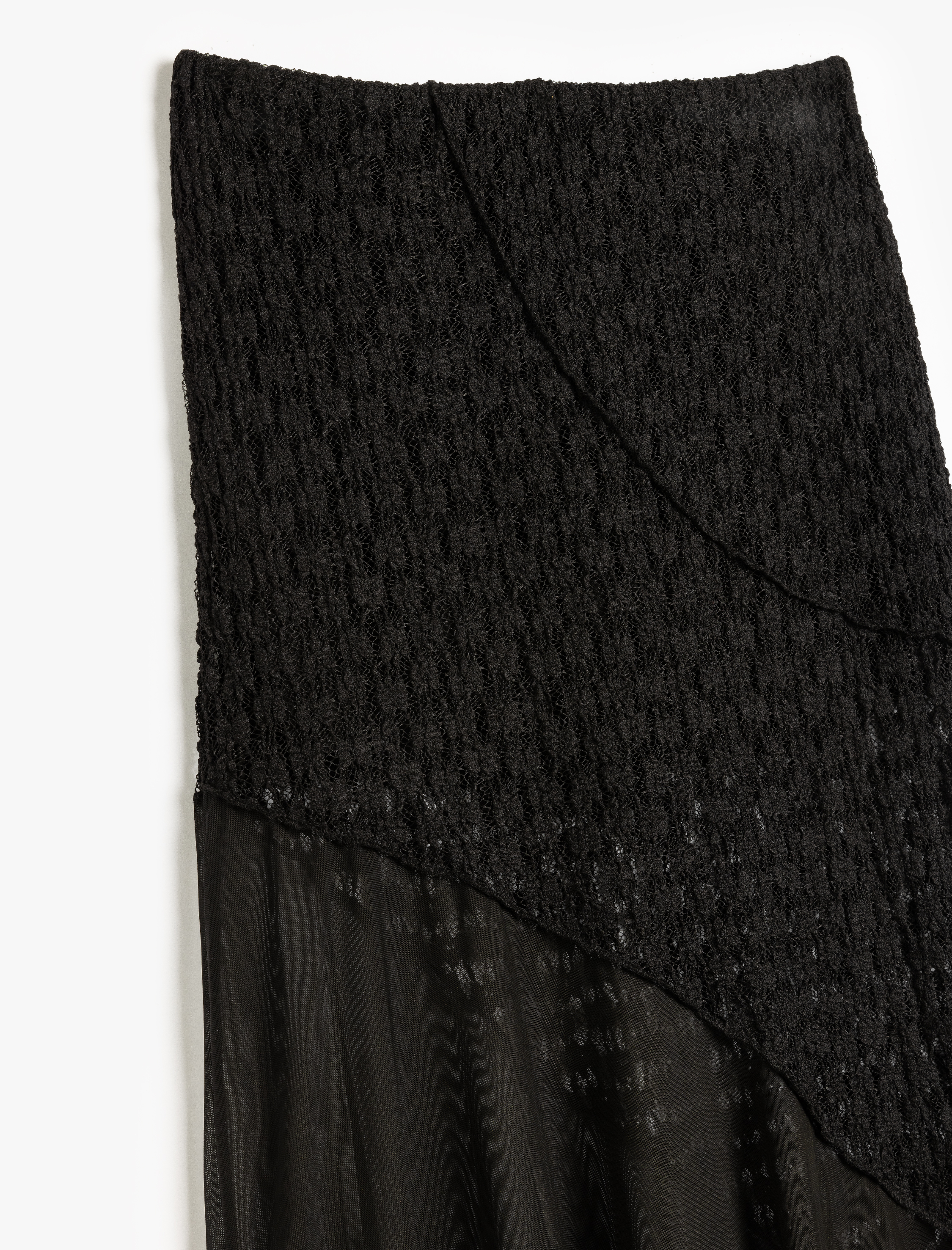   Koton X Zeynep Bastık -  Leopar Desenli Midi Boy Asimetrik Transparan Dantel Etek