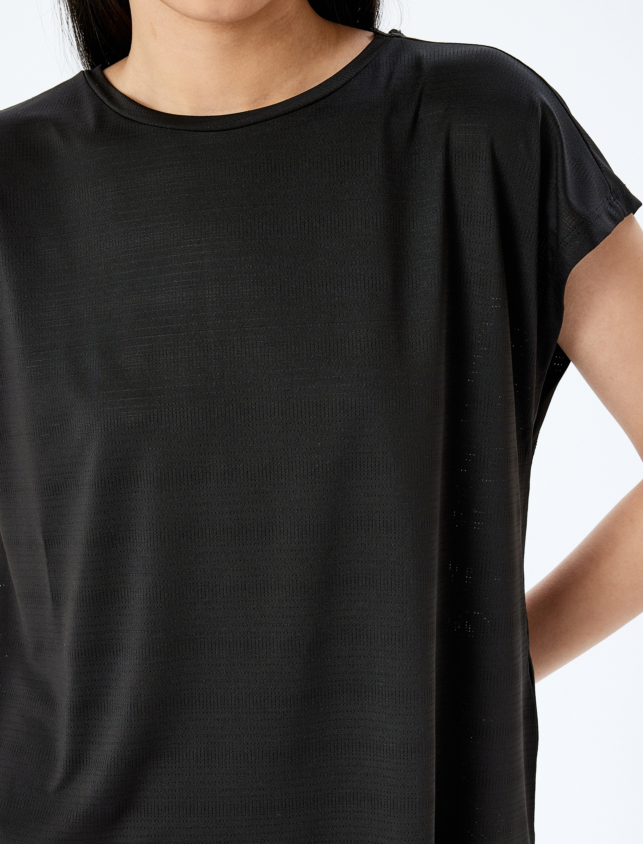   Bisiklet Yaka Kısa Kollu Oversize Spor Tişört