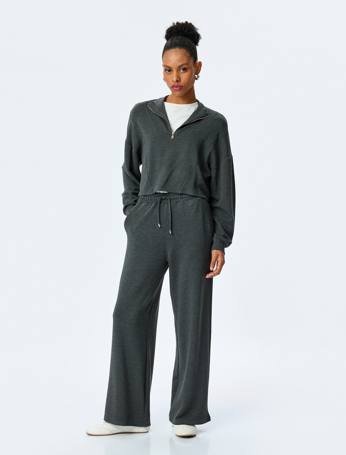  Rahat Kesim Cepli Viskon Geniş Paça Eşofman Altı