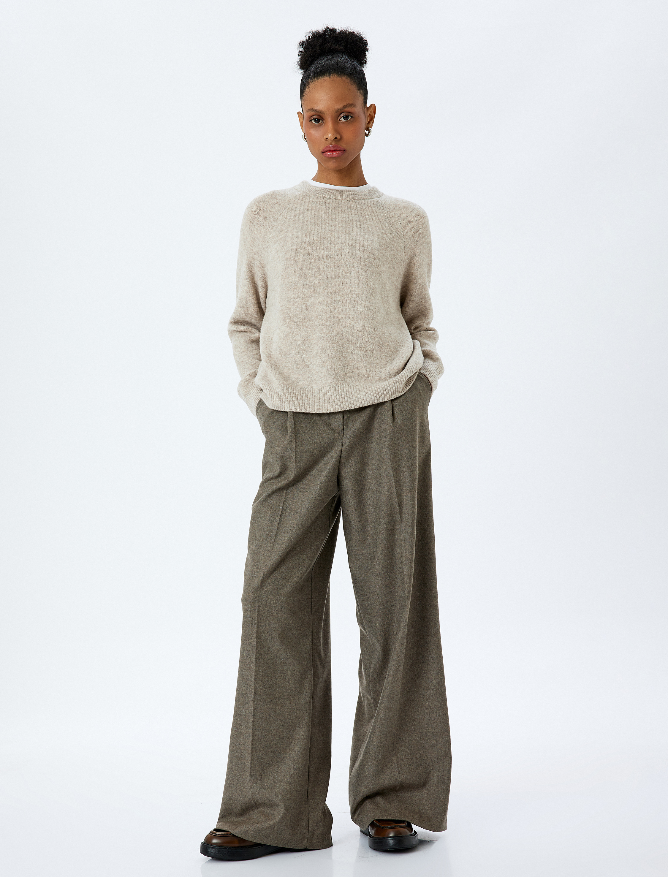   Yumuşak Dokulu Uzun Kollu Bisiklet Yaka Triko Kazak