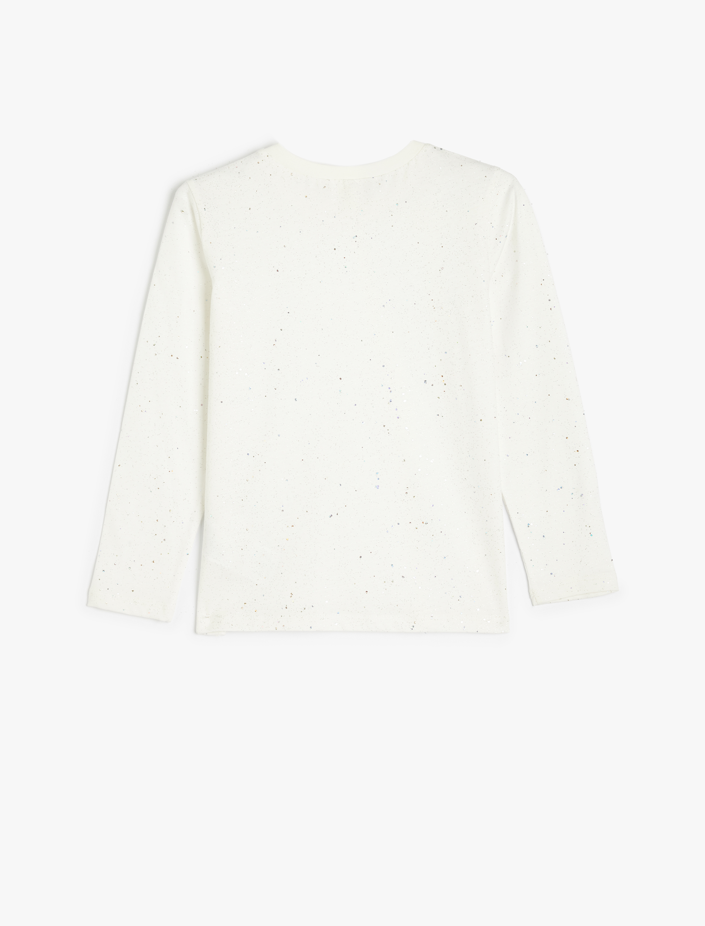  Kız Çocuk Sim Detaylı Pamuklu Uzun Kollu Bisiklet Yaka Basic Tişört